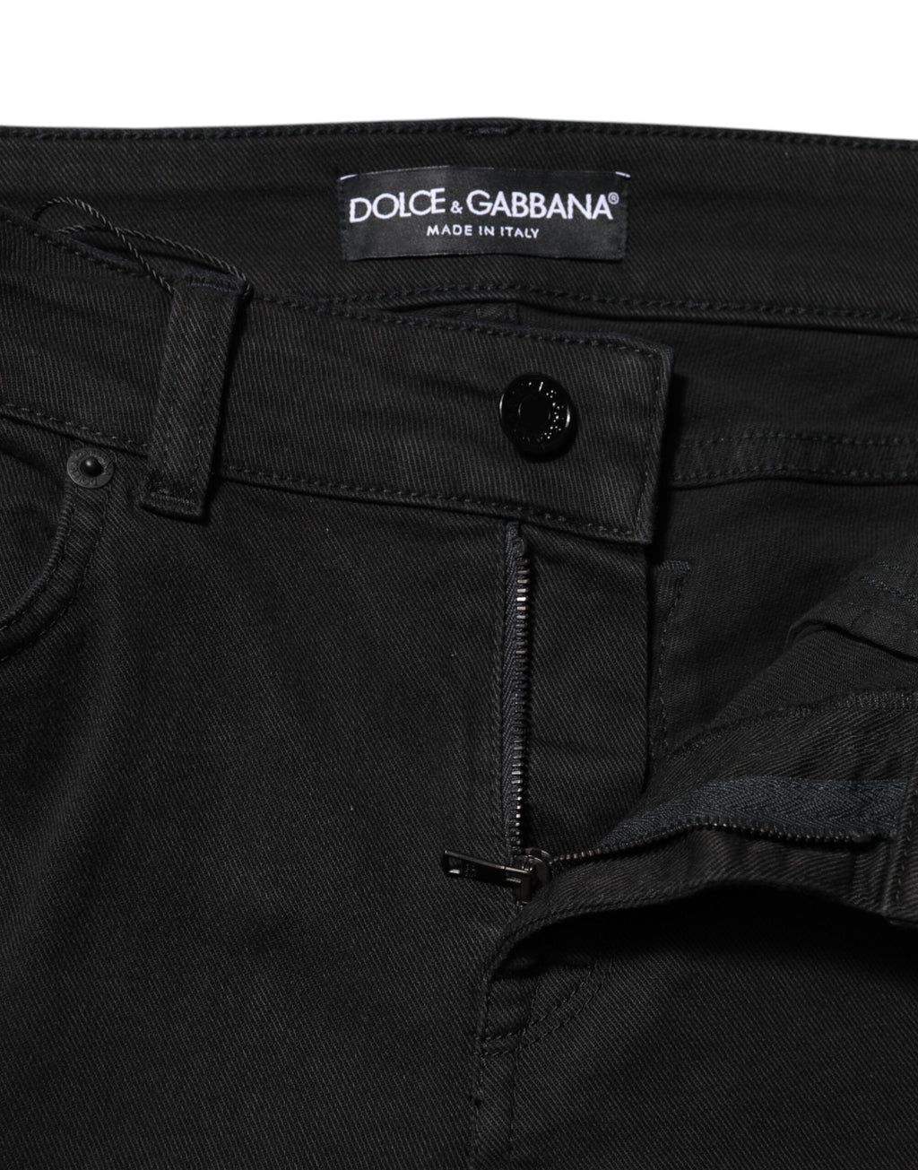 Dolce & Gabbana Schwarze Skinny Denim-Jeans aus Baumwolle mit mittlerer Taille