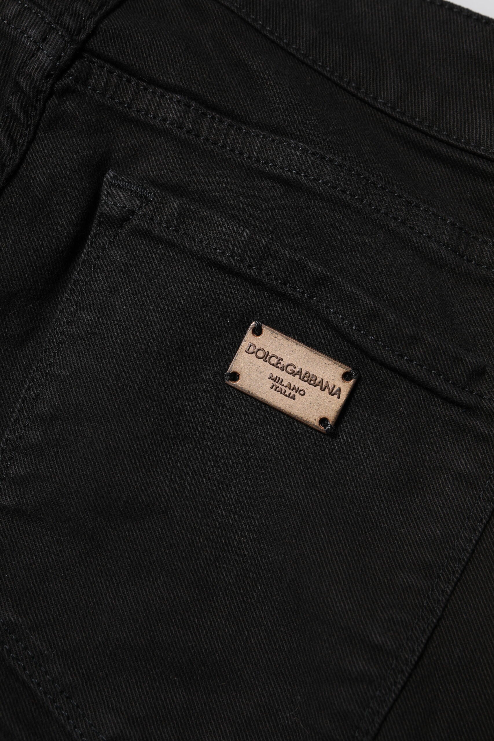 Dolce & Gabbana Schwarze Skinny Denim-Jeans aus Baumwolle mit mittlerer Taille