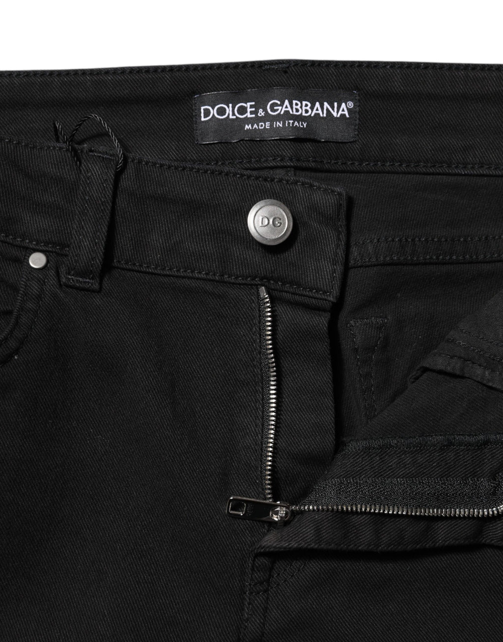 Dolce & Gabbana Schwarze Skinny Denim-Jeans aus Baumwolle mit mittlerer Taille