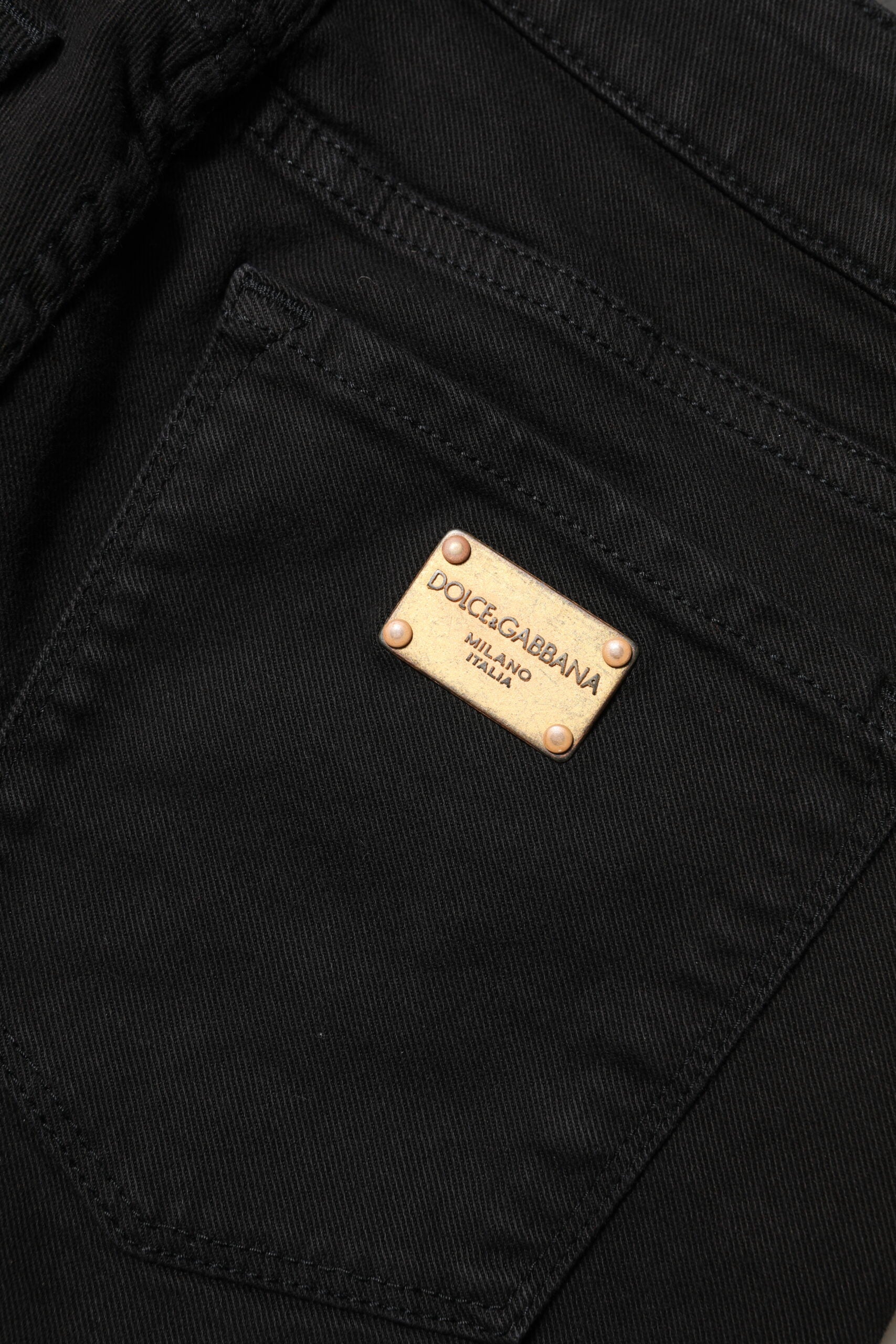 Dolce & Gabbana Schwarze Skinny Denim-Jeans aus Baumwolle mit mittlerer Taille