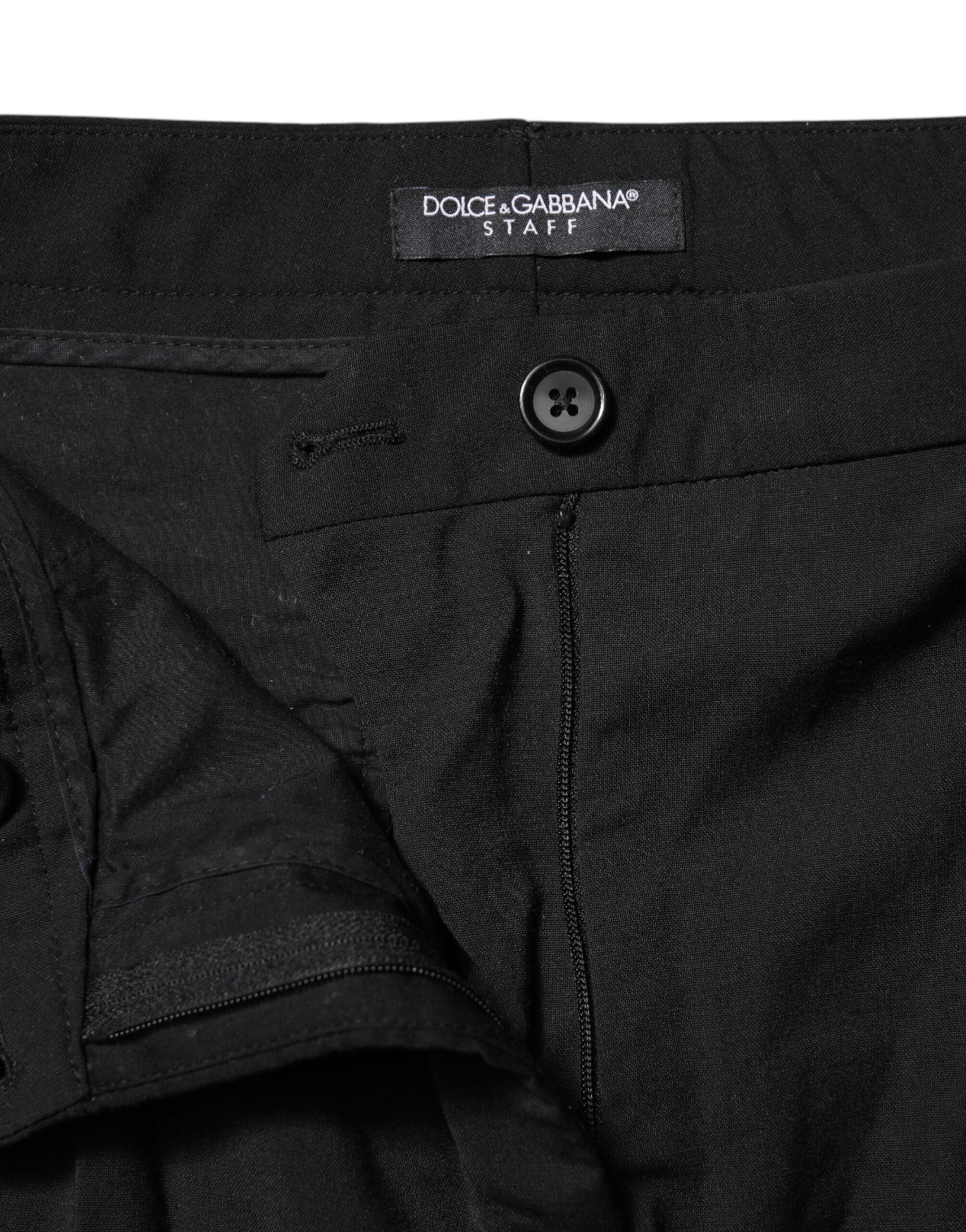 Dolce & Gabbana Schwarze STAFF Mid Waist Tapered Pants