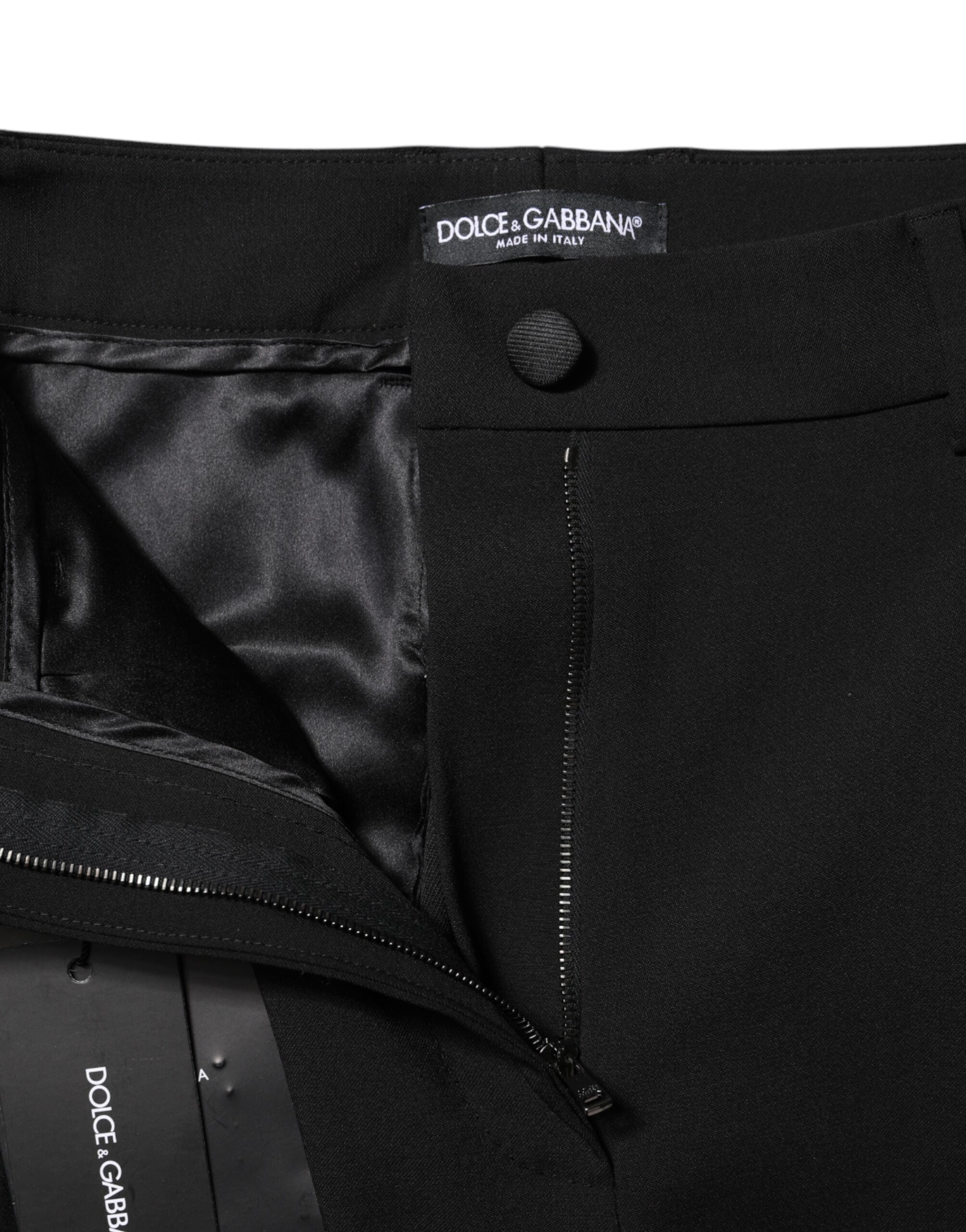 Dolce & Gabbana Schwarze formelle Hose mit hoher Taille aus Wolle