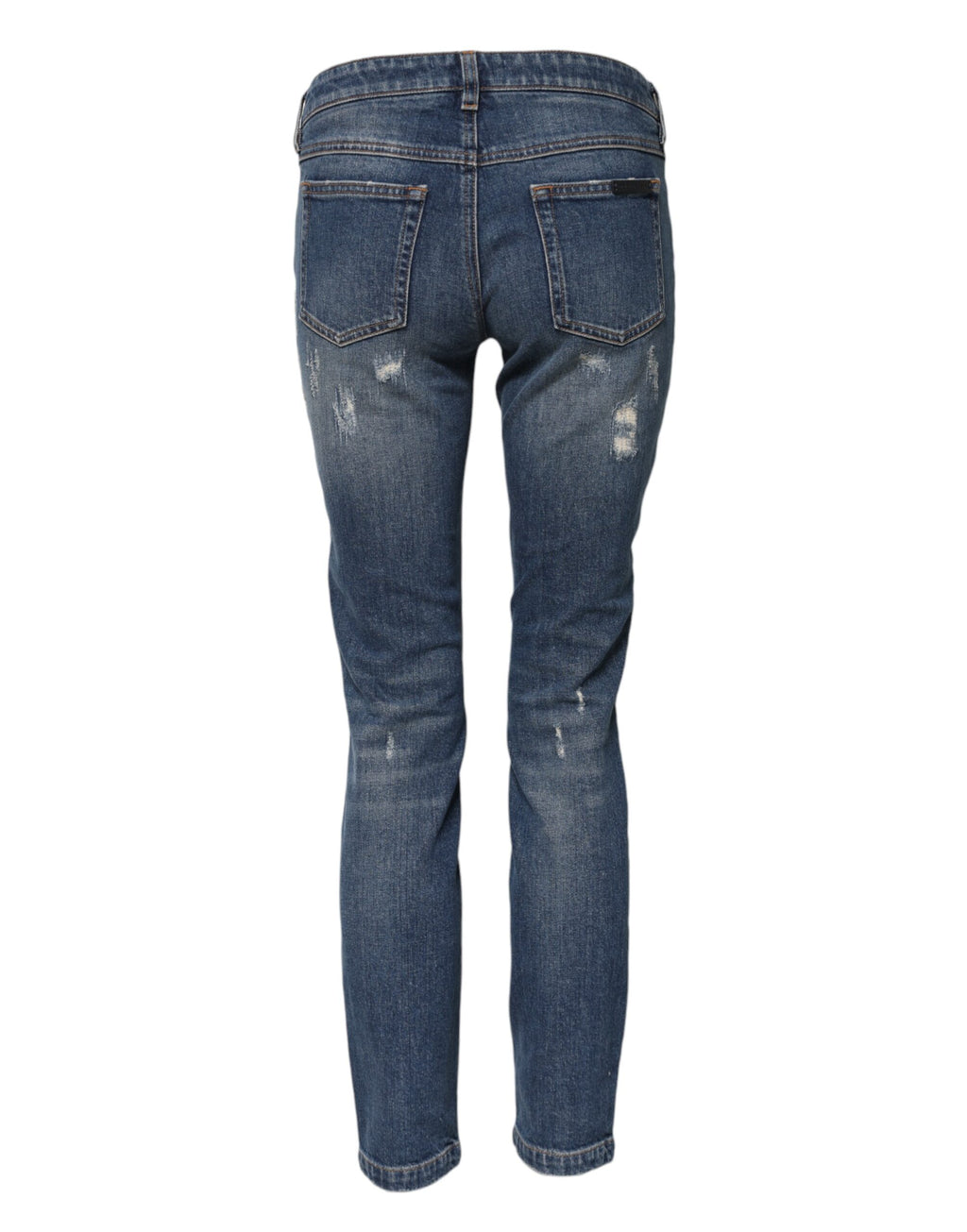 Dolce & Gabbana Blaue Spielkarten-Stickerei Skinny Denim Jeans