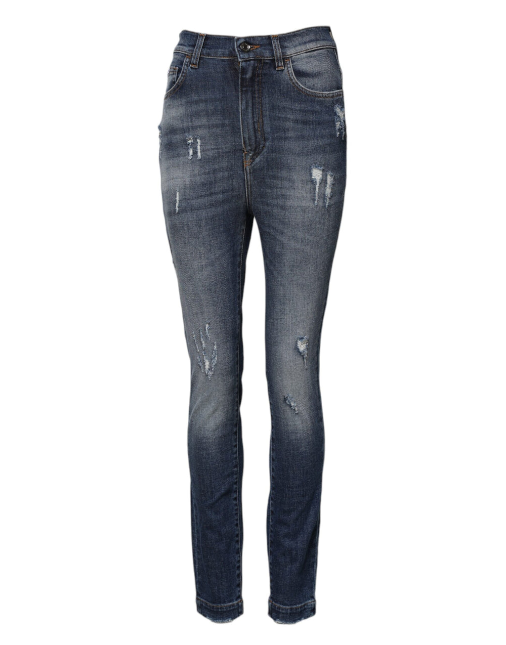 Dolce & Gabbana Blaue HighWaist Skinny Denim Jeans aus Baumwolle