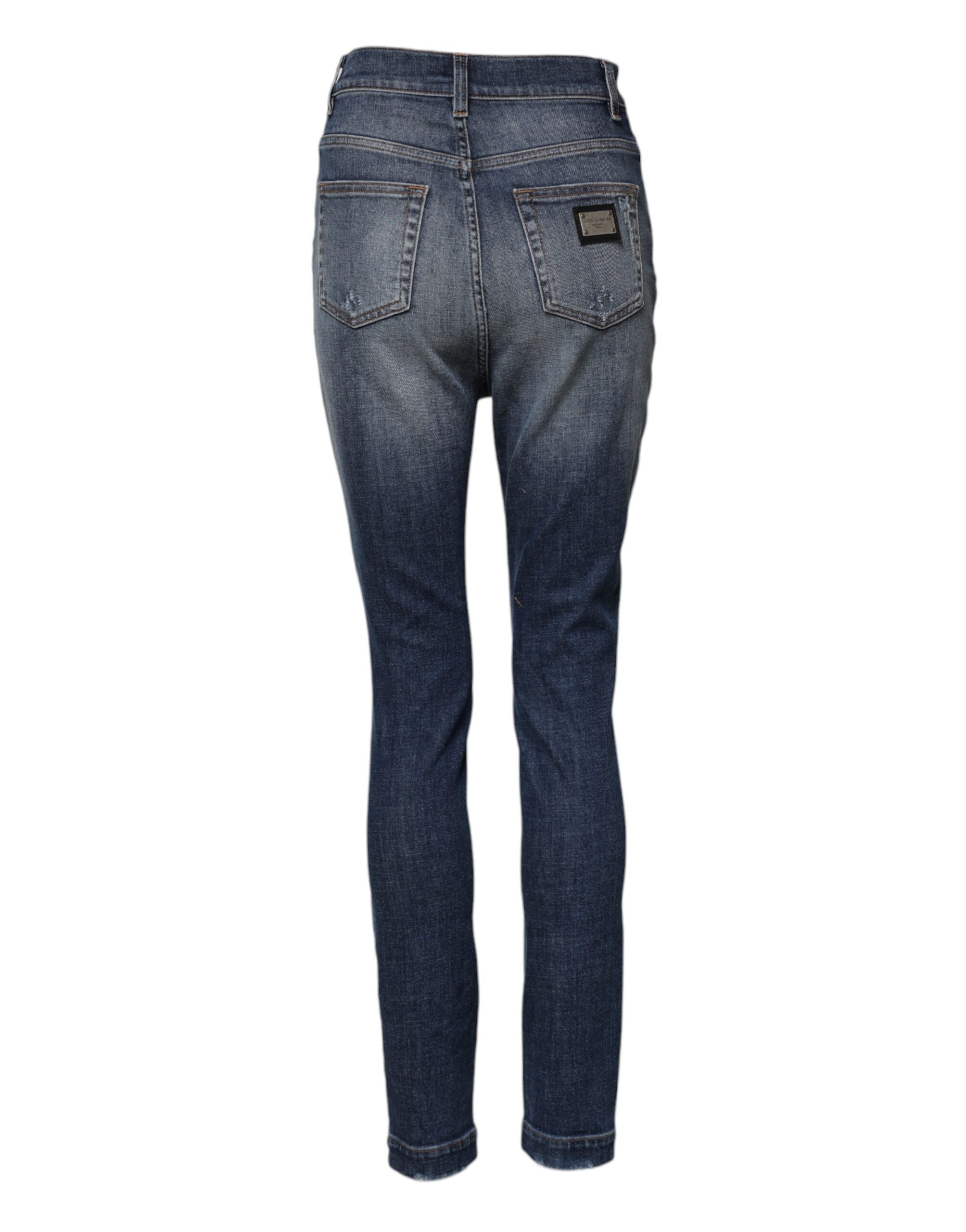 Dolce & Gabbana Blaue HighWaist Skinny Denim Jeans aus Baumwolle
