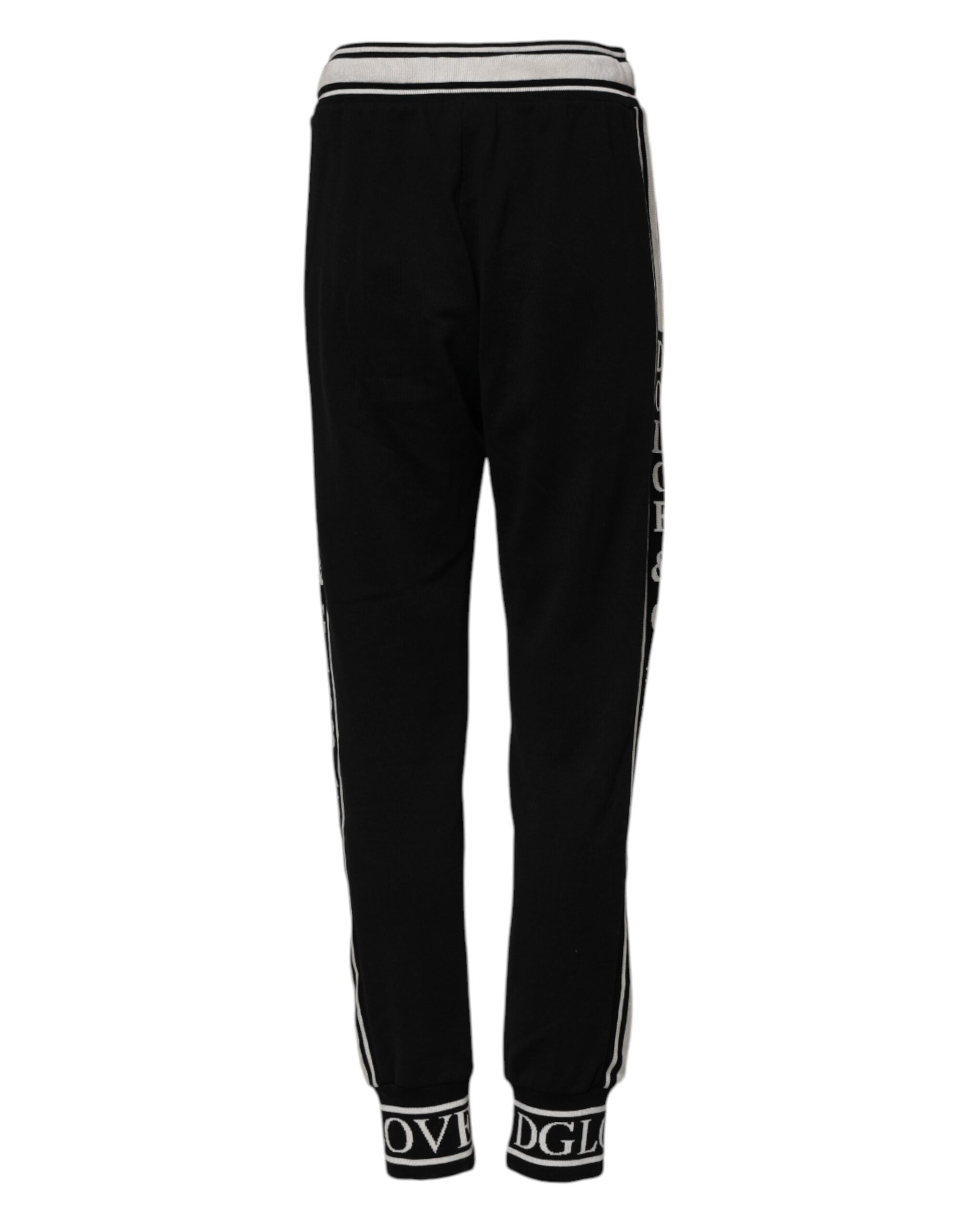 Dolce & Gabbana Schwarze Baumwoll-Jogger-Hose mit Logo-Taille