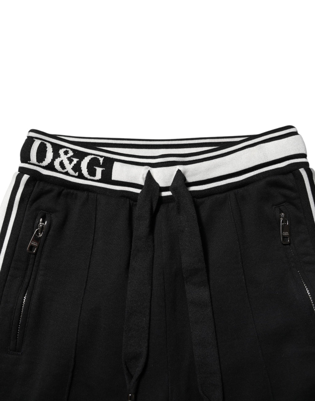 Dolce & Gabbana Schwarze Baumwoll-Jogger-Hose mit Logo-Taille
