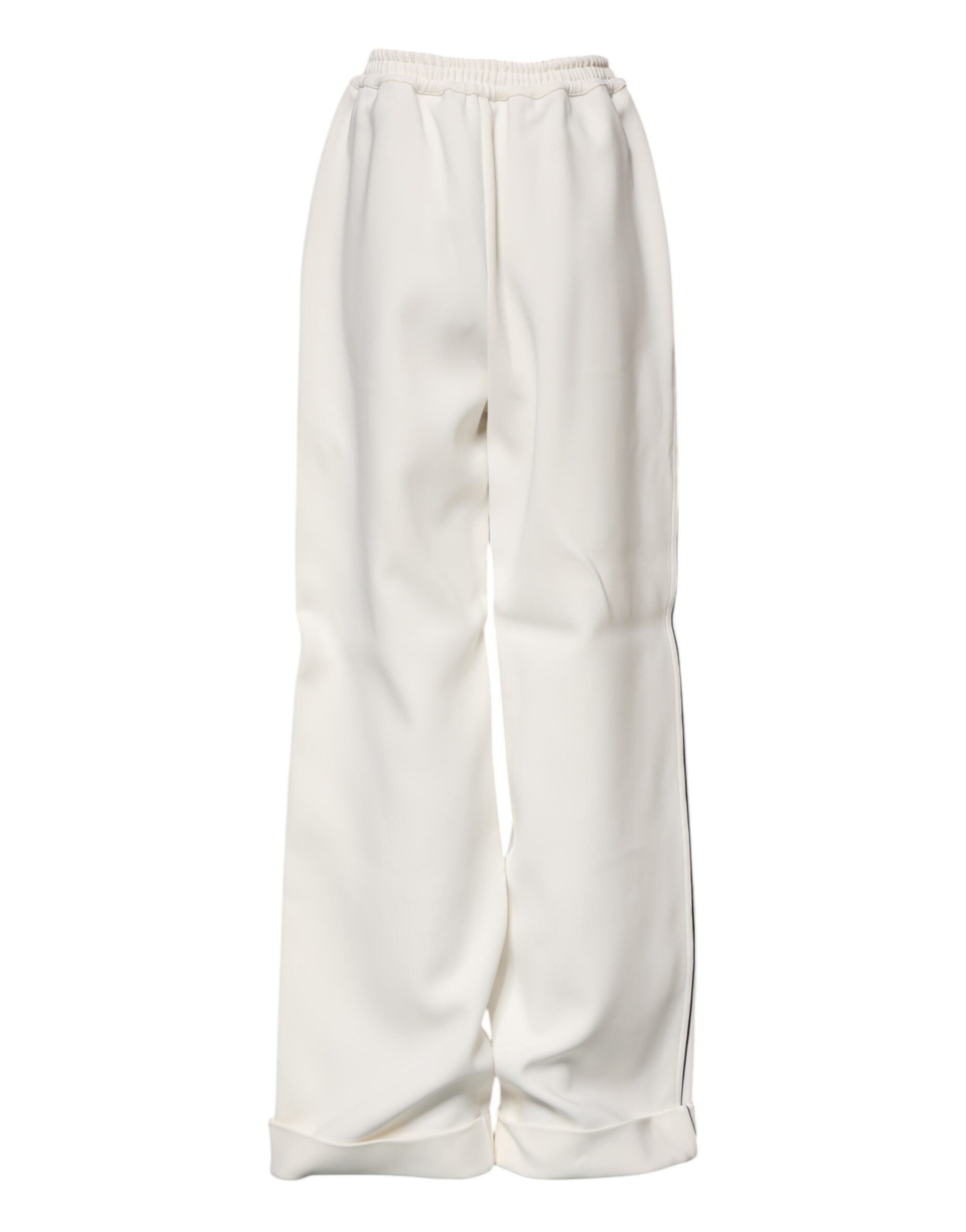 Dolce & Gabbana Weiße Viskose-Hose mit weitem Bein zum Anziehen