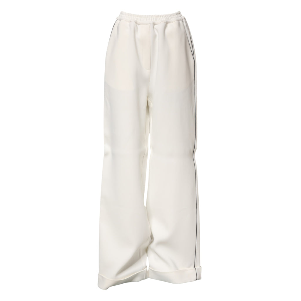 Dolce & Gabbana Weiße Viskose-Hose mit weitem Bein zum Anziehen
