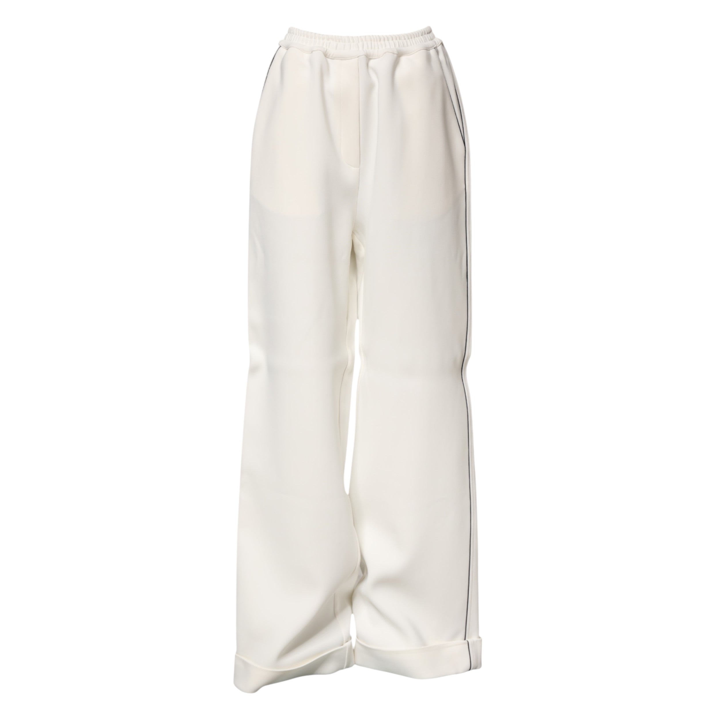 Dolce & Gabbana Weiße Viskose-Hose mit weitem Bein zum Anziehen