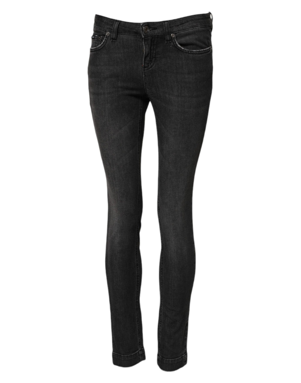 Dolce & Gabbana Schwarze Skinny Denim-Jeans aus Baumwolle mit niedriger Taille