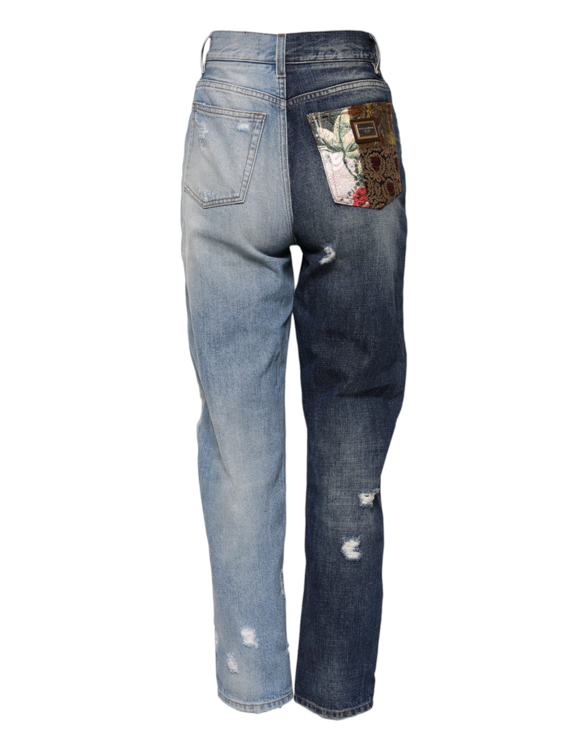 Dolce & Gabbana Mehrfarbige konisch zulaufende Denim-Jeans mit Patchwork