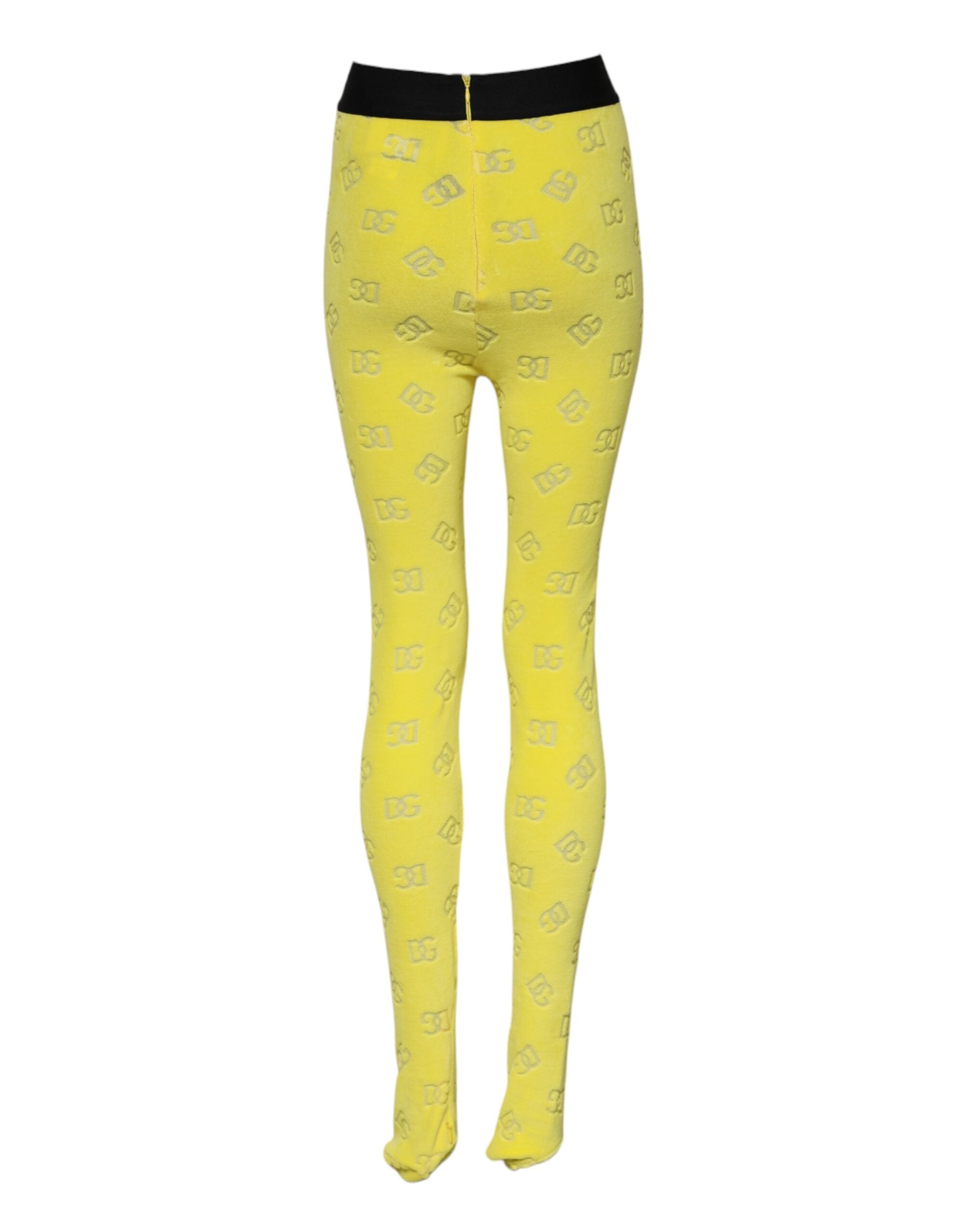 Dolce & Gabbana Gelbe Logo Slim Fit Leggings-Hose