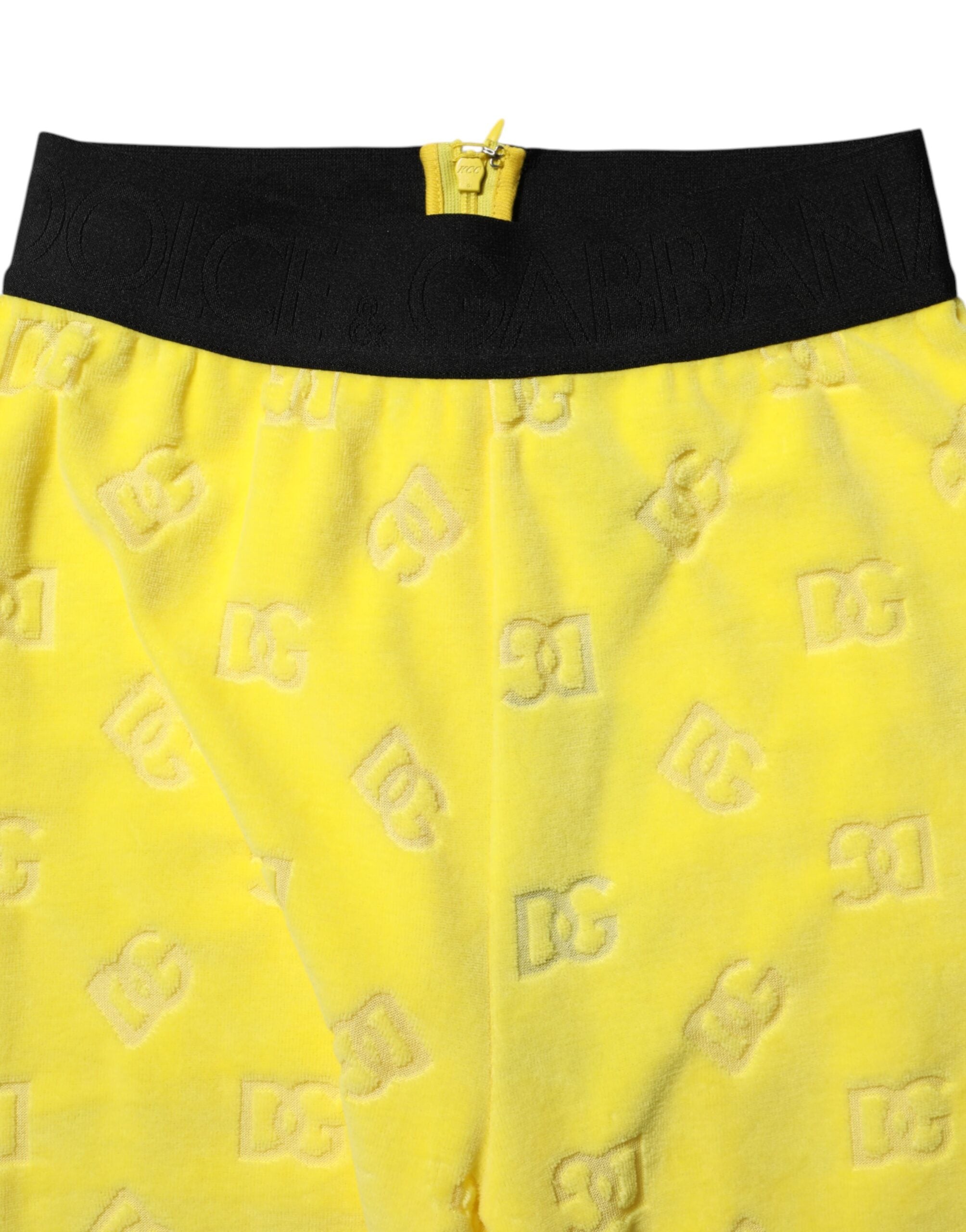 Dolce & Gabbana Gelbe Logo Slim Fit Leggings-Hose
