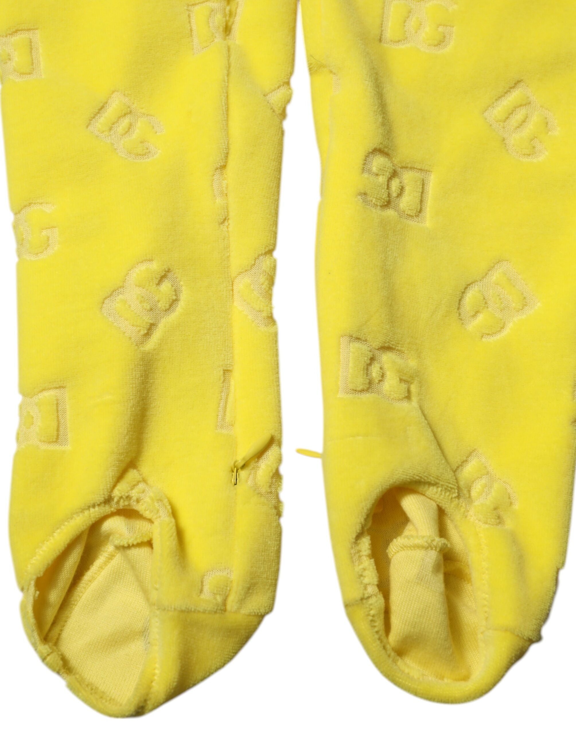 Dolce & Gabbana Gelbe Logo Slim Fit Leggings-Hose