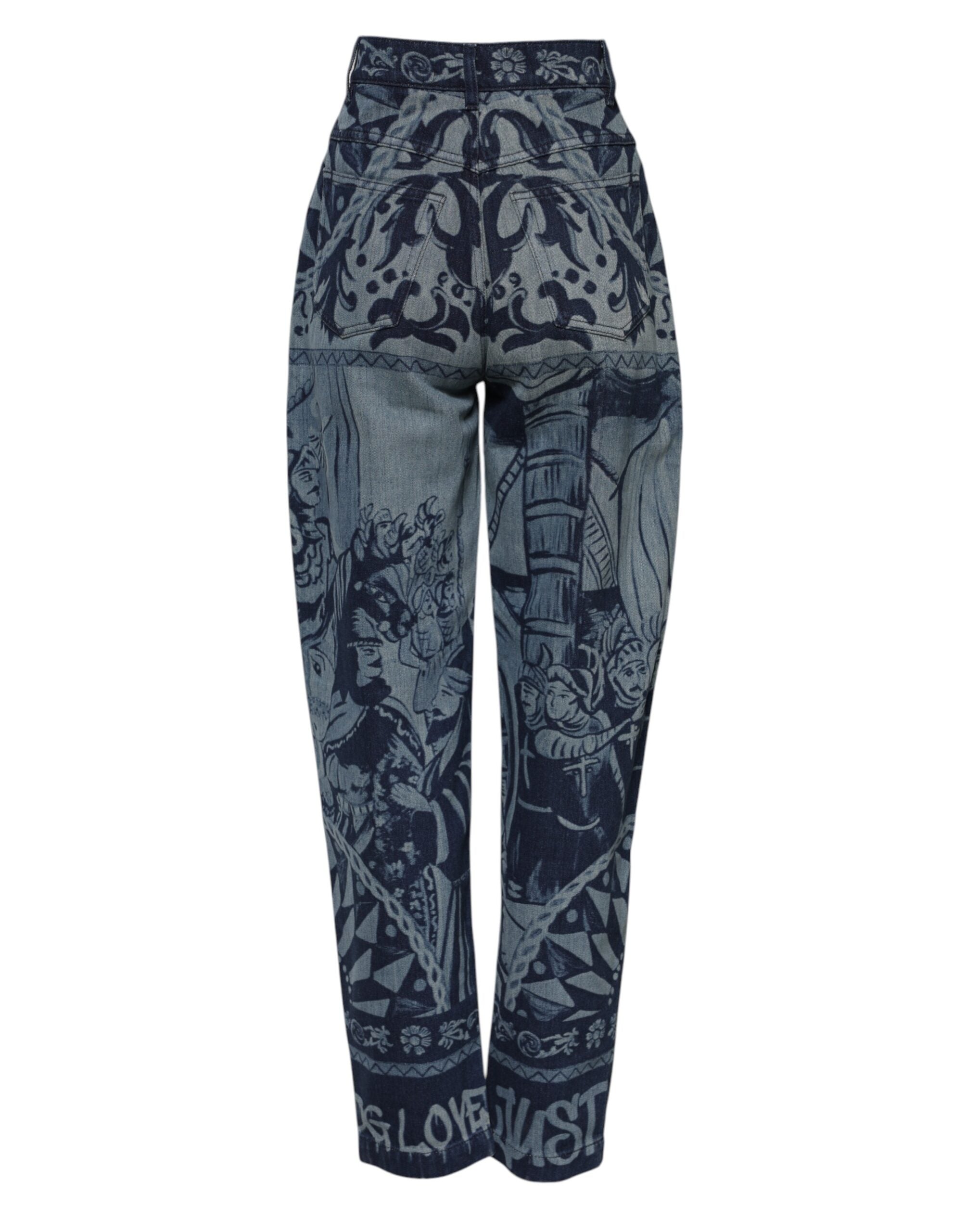 Dolce & Gabbana Blaue Graphic Print Tapered Denim Jeans