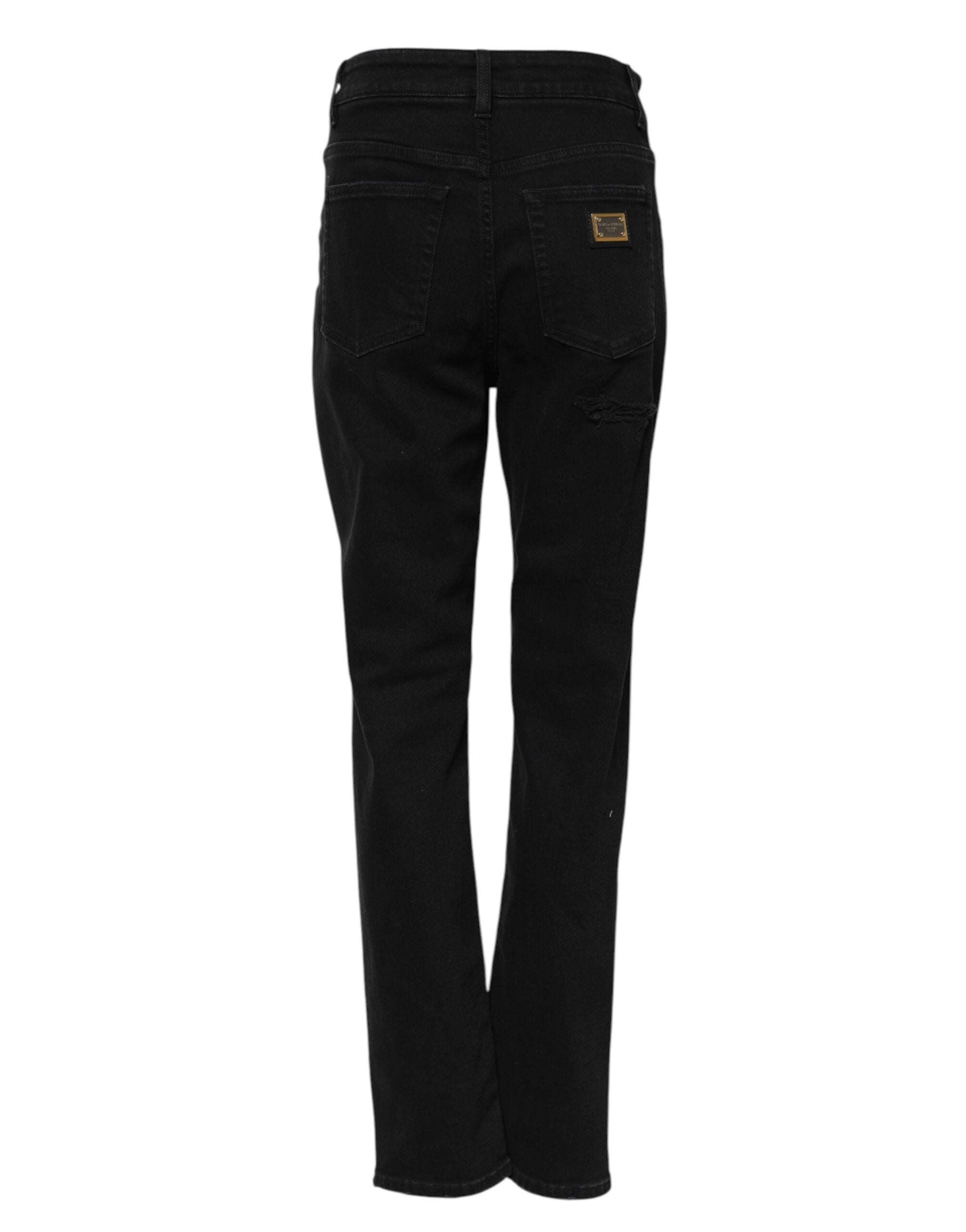 Dolce & Gabbana Schwarze Boyfriend Denim-Jeans aus Baumwolle mit Schlag