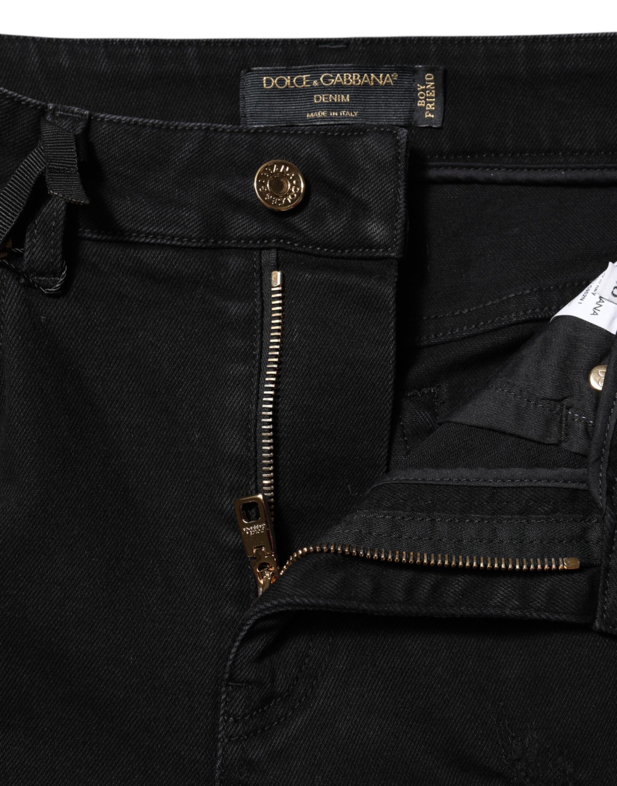 Dolce & Gabbana Schwarze Boyfriend Denim-Jeans aus Baumwolle mit Schlag