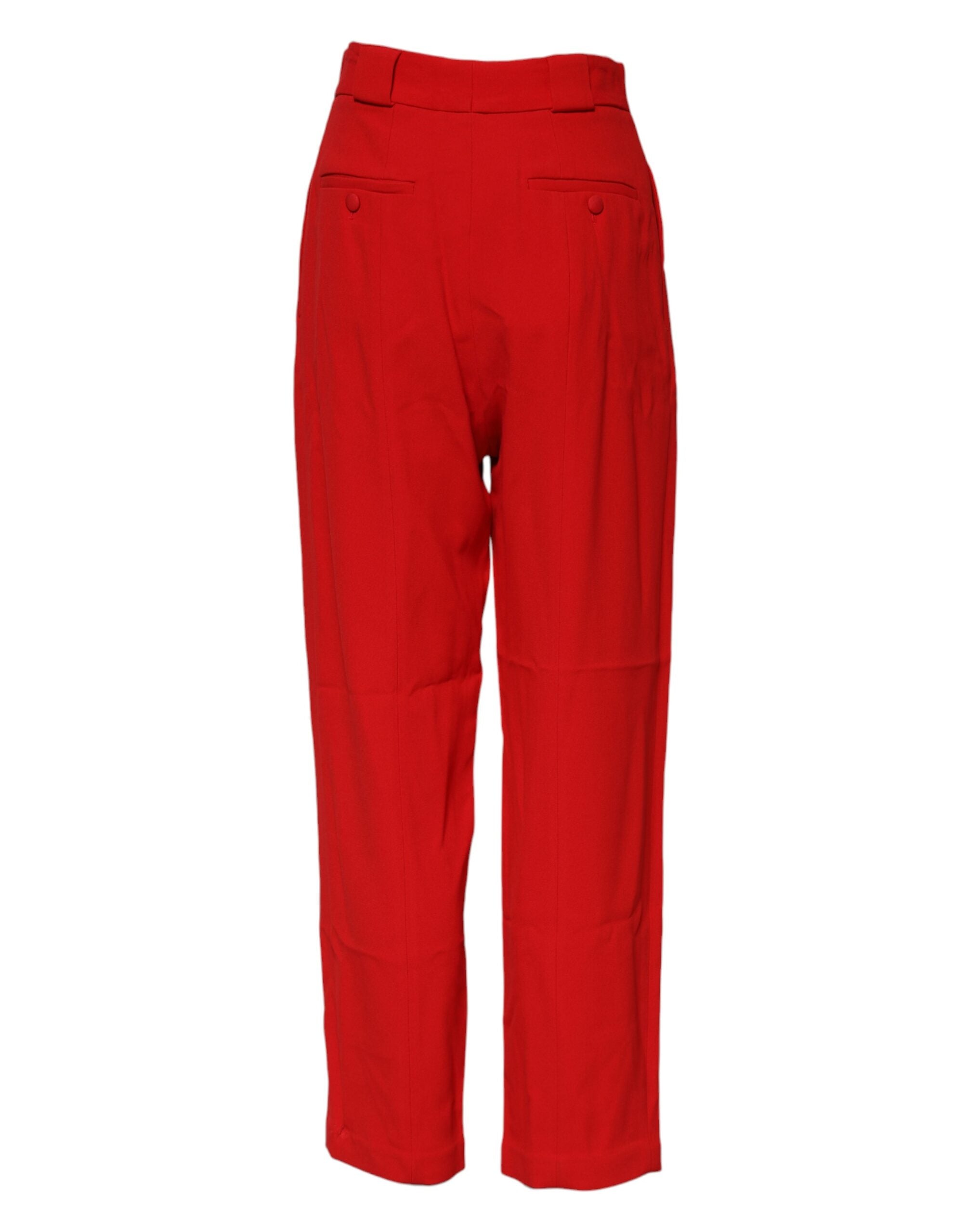 Dolce & Gabbana Rote Viskose-Hose mit hoher Taille und konischem Schnitt