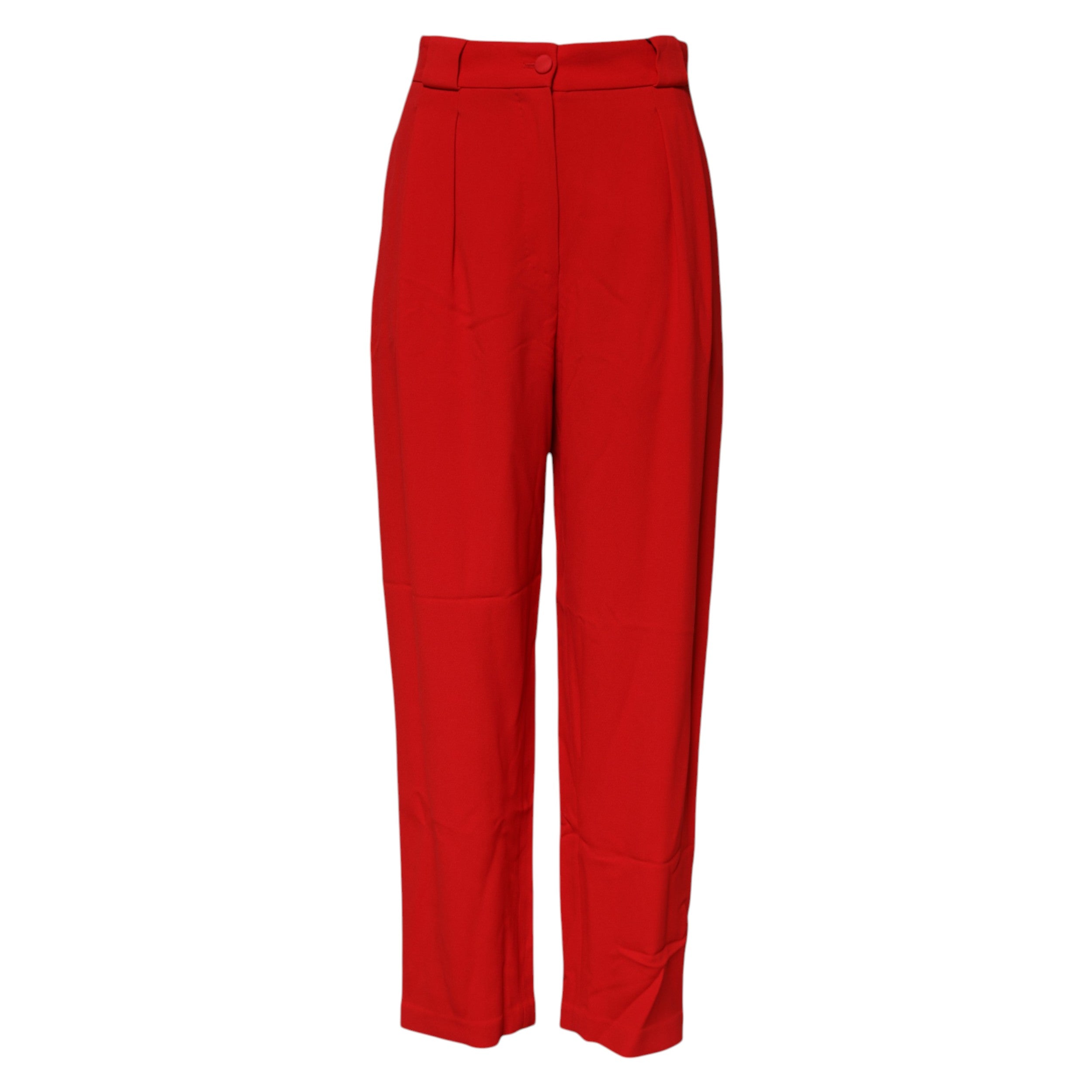 Dolce & Gabbana Rote Viskose-Hose mit hoher Taille und konischem Schnitt