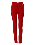 Dolce & Gabbana Rode Slanke Broek met Middelhoge Taille