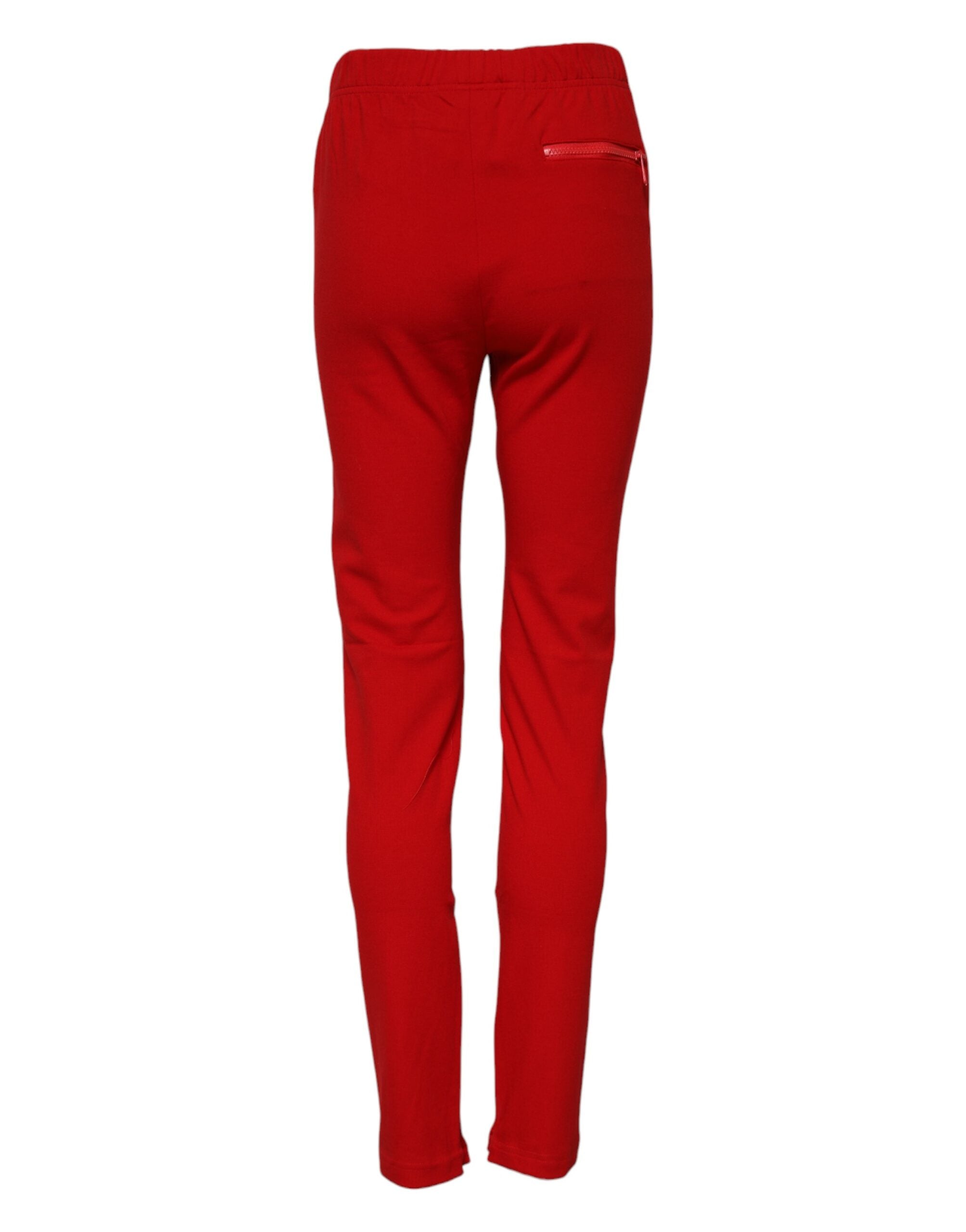 Dolce & Gabbana Rote Slim Fit-Hose mit mittlerer Taille