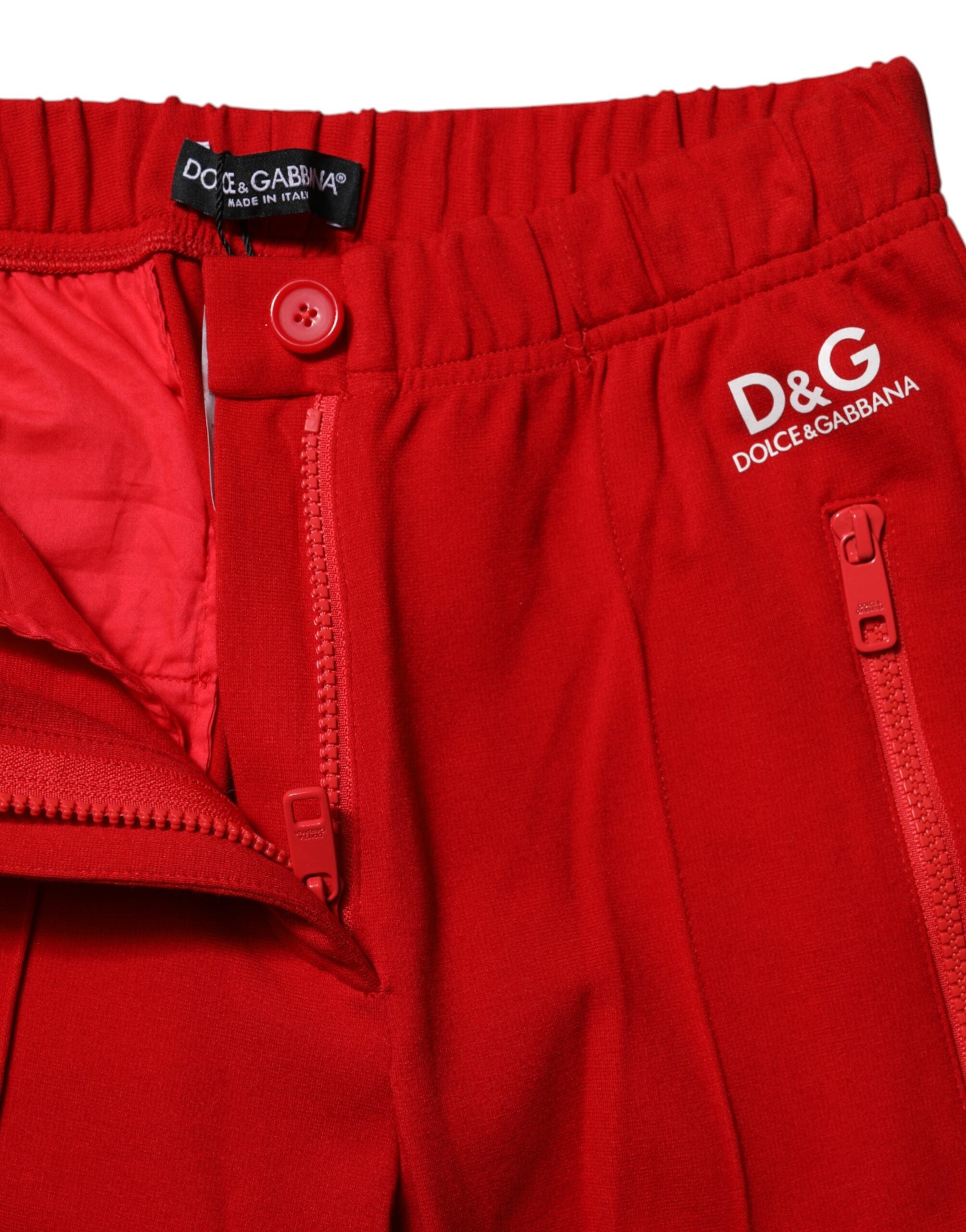 Dolce & Gabbana Rote Slim Fit-Hose mit mittlerer Taille