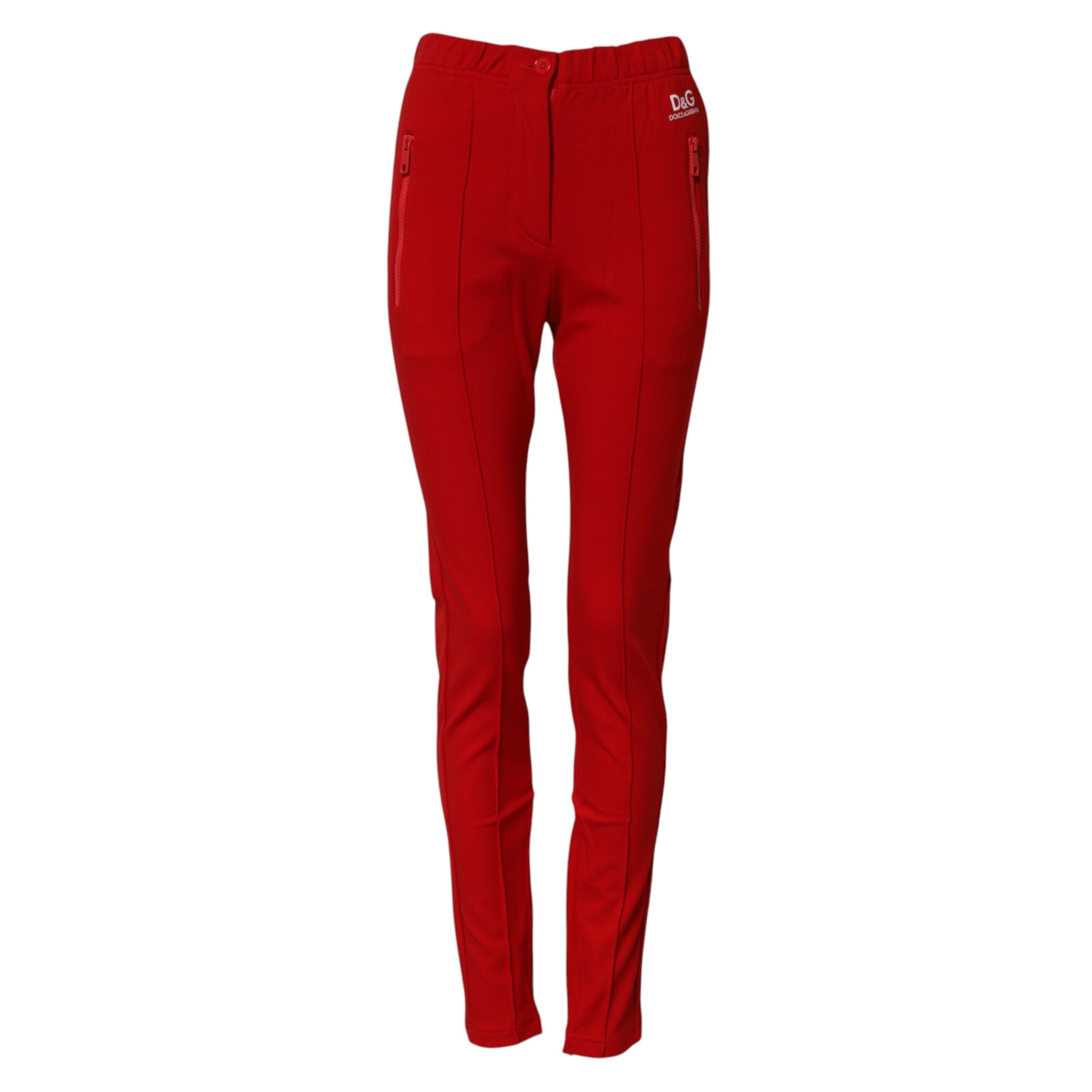 Dolce & Gabbana Rote Slim Fit-Hose mit mittlerer Taille