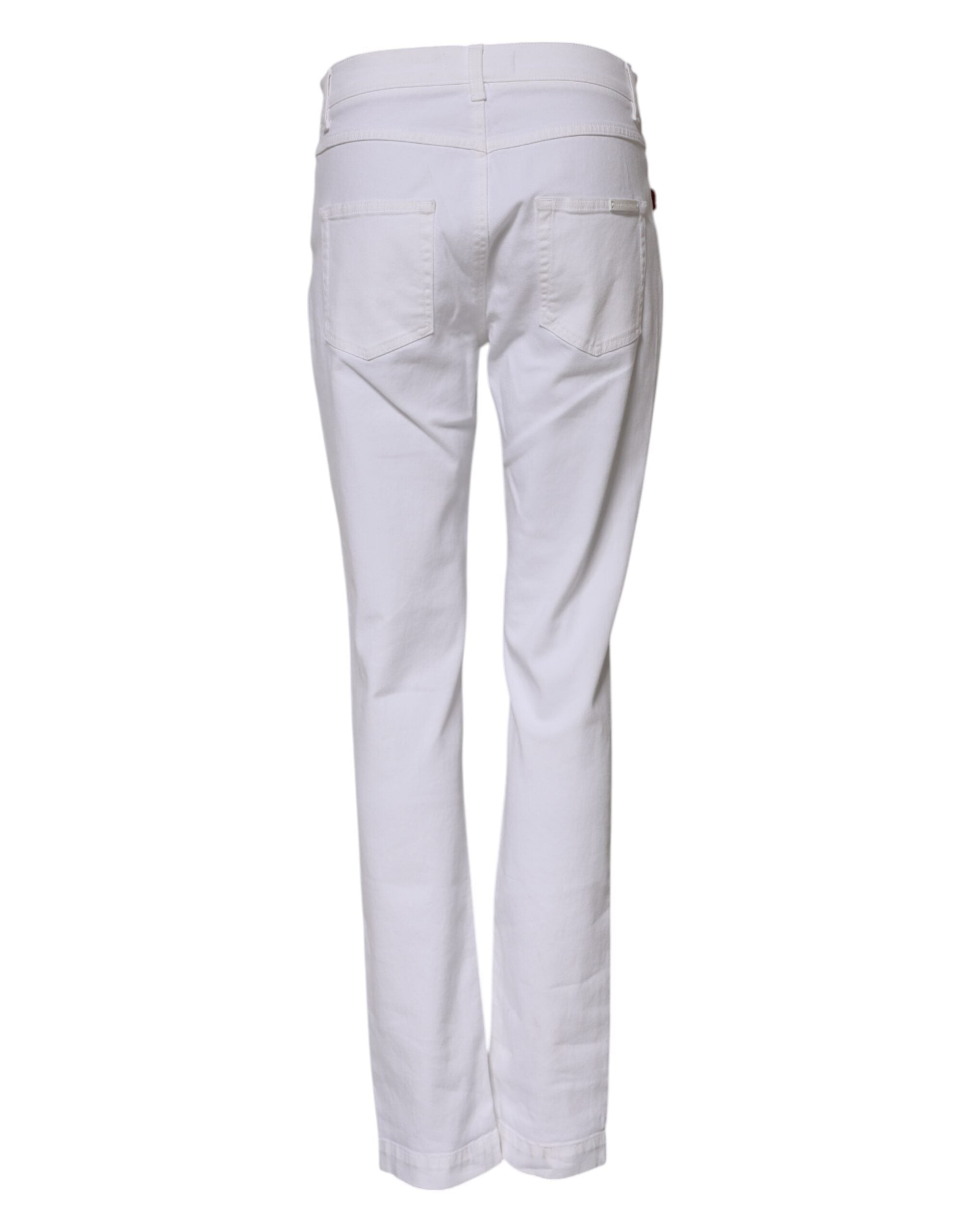 Dolce & Gabbana Weiße Denim-Jeans mit Blumenstickerei GIRLY