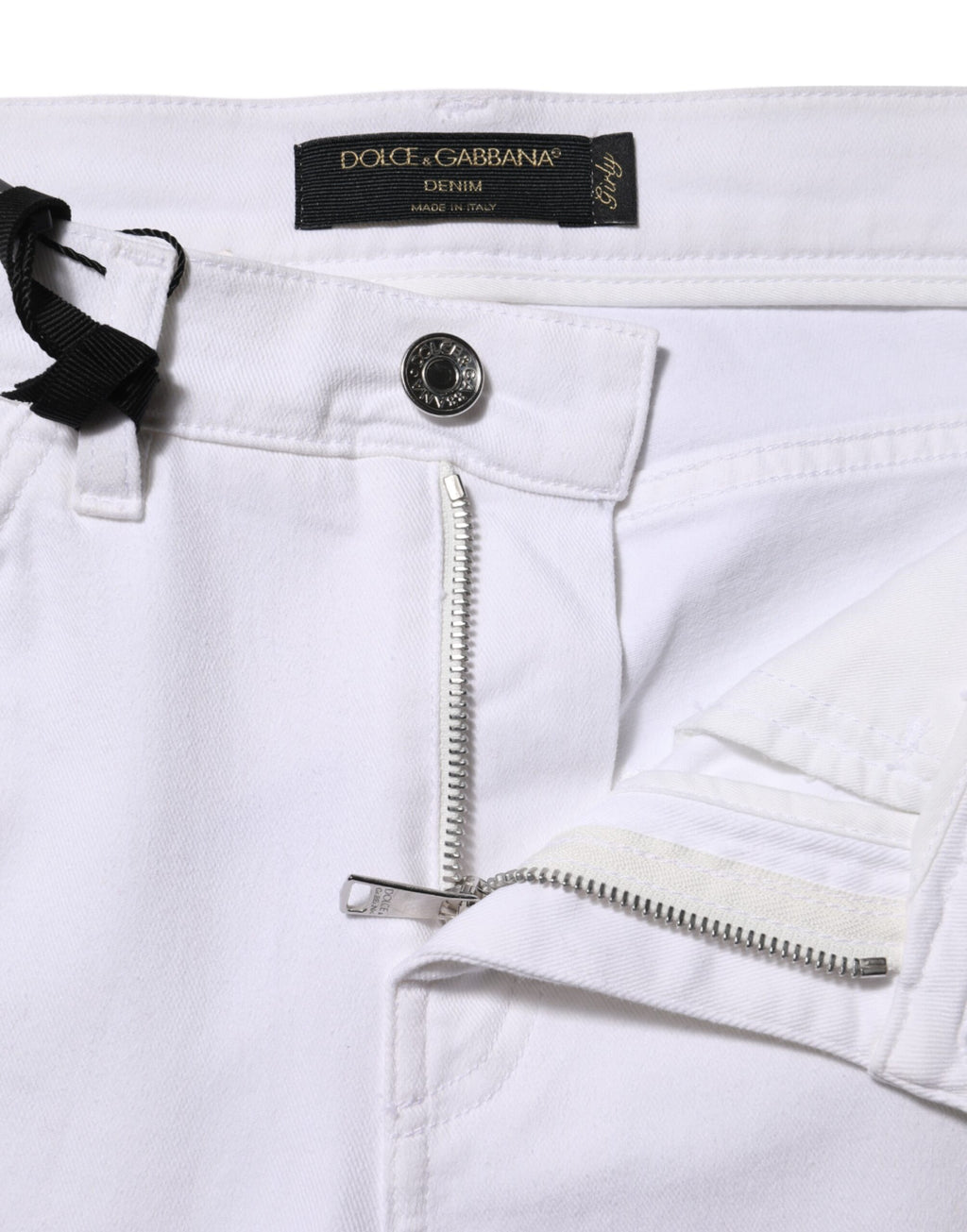 Dolce & Gabbana Weiße Denim-Jeans mit Blumenstickerei GIRLY