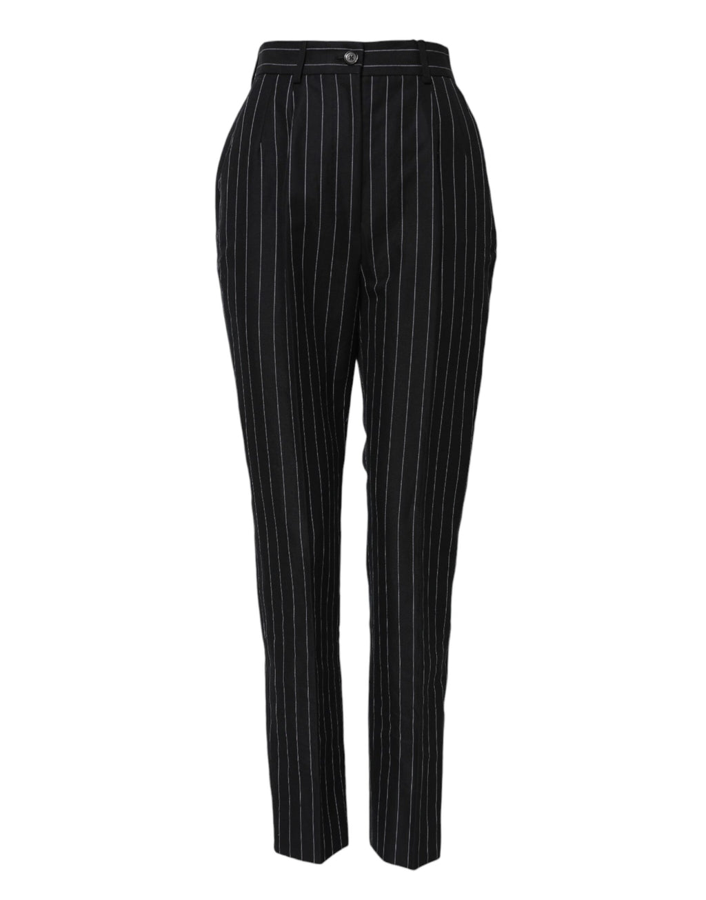 Dolce & Gabbana Zwarte Gestreept Broek met Hoge Taille en Taps Toelopende Pijpen
