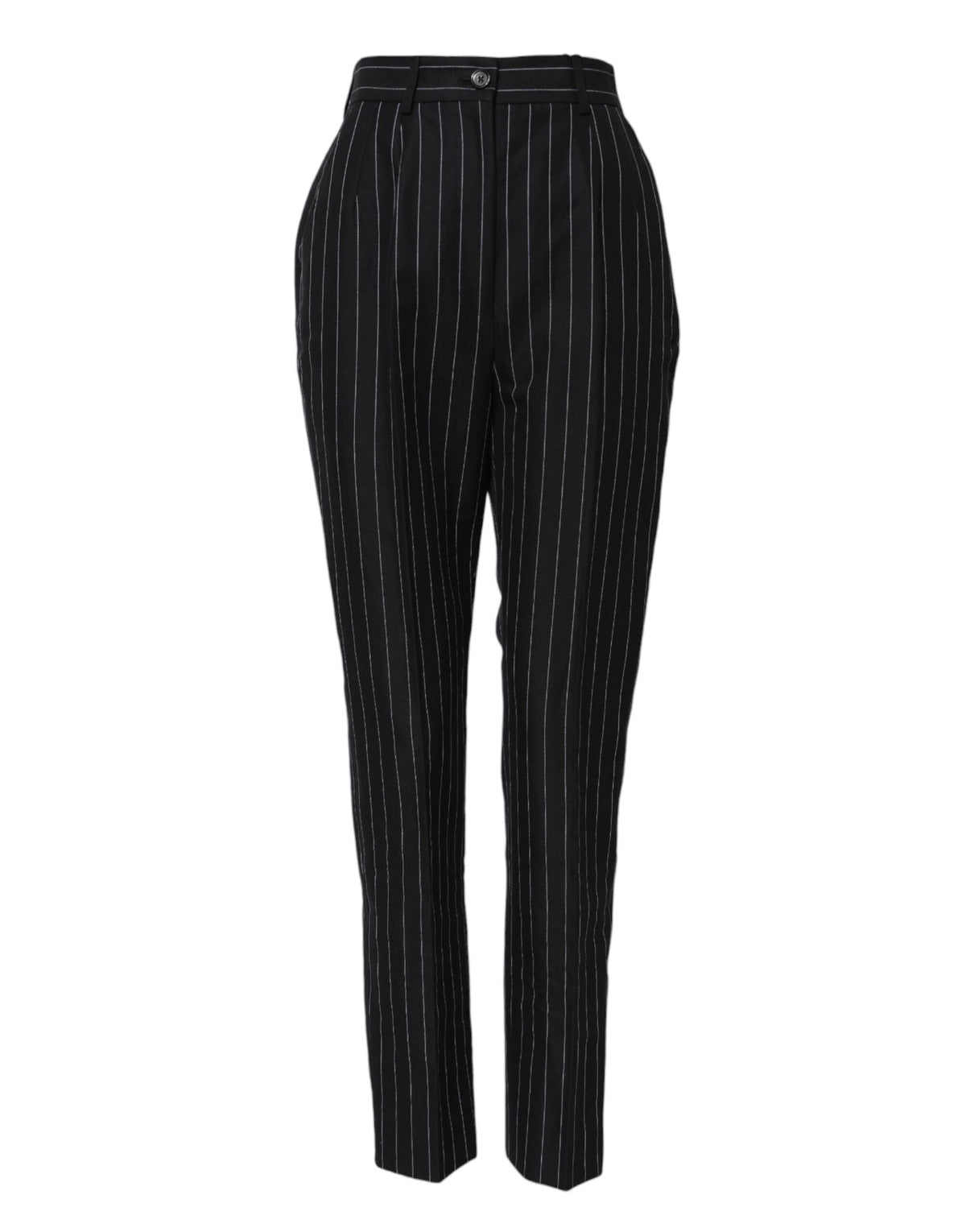 Dolce & Gabbana Zwarte Gestreept Broek met Hoge Taille en Taps Toelopende Pijpen