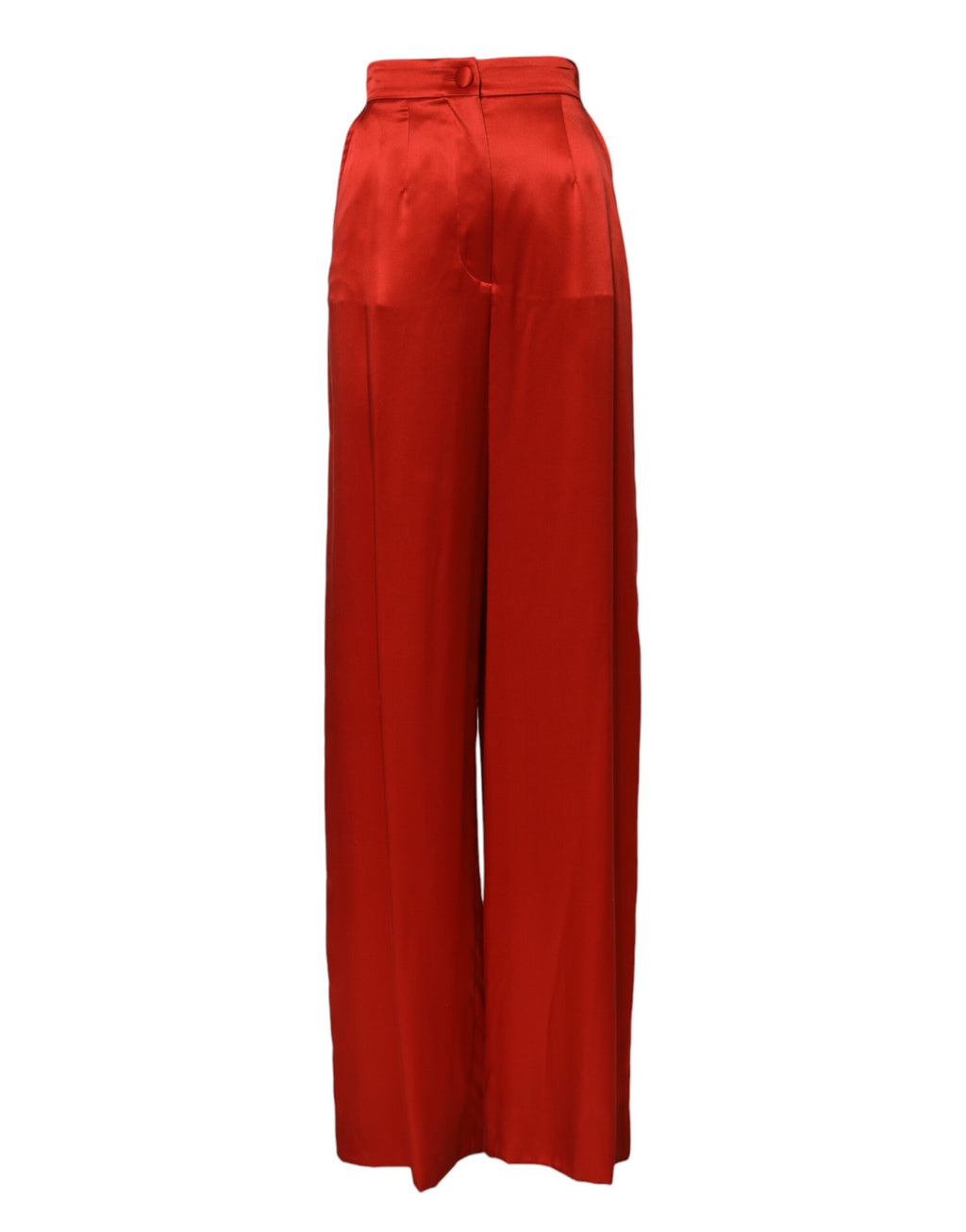 Dolce & Gabbana Rode Satijnen Broek Met Hoge Taille En Wijde Pijpen