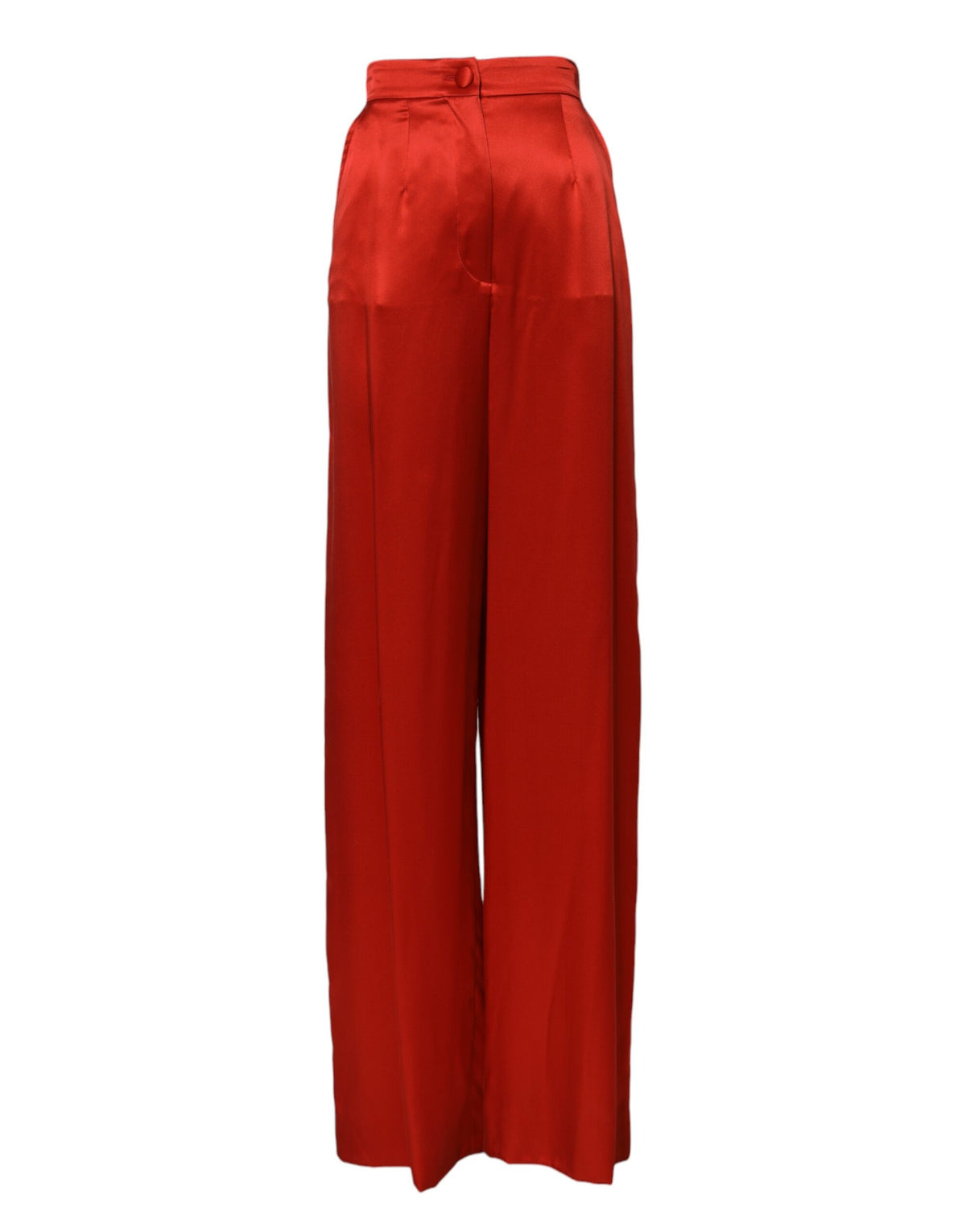 Dolce & Gabbana Rode Satijnen Broek Met Hoge Taille En Wijde Pijpen