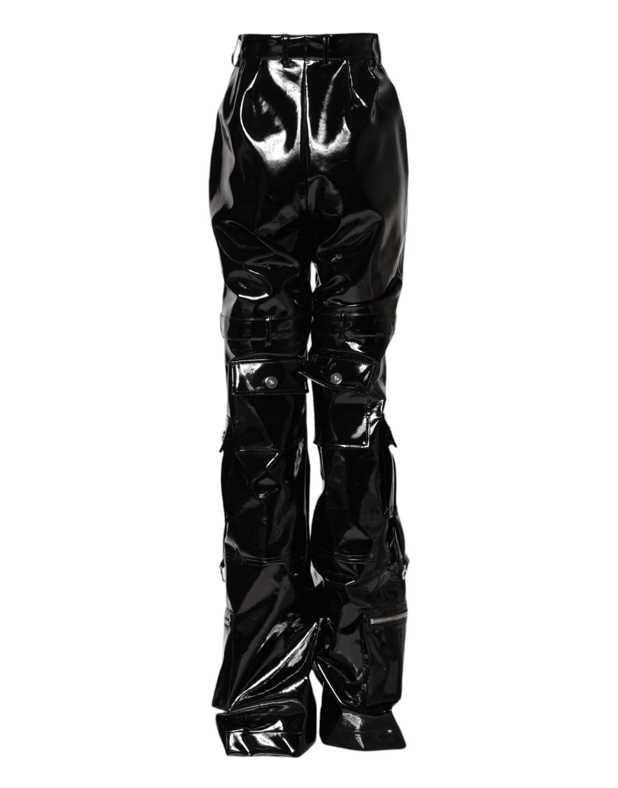 Dolce & Gabbana Schwarze Cargo-Bootcut-Hose mit hoher Taille