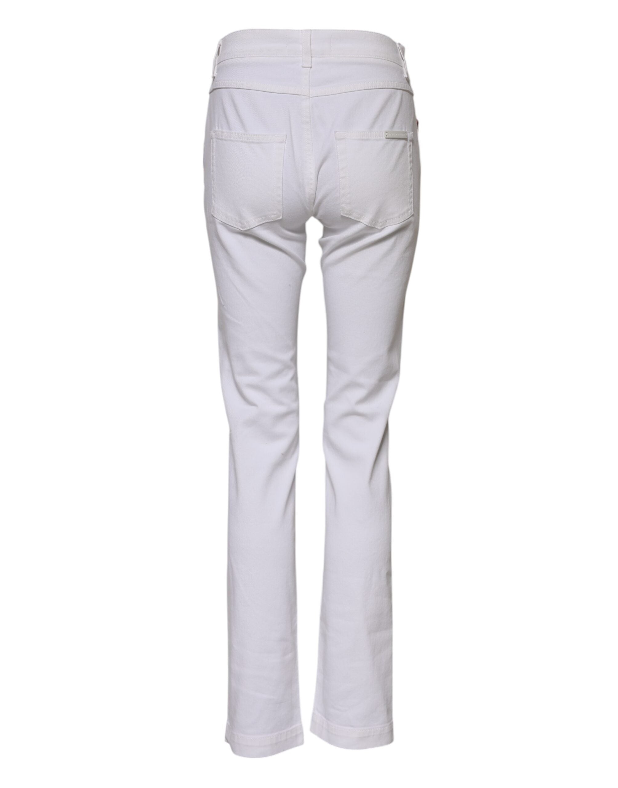 Dolce & Gabbana Weiße Denim-Jeans mit Blumenstickerei GIRLY