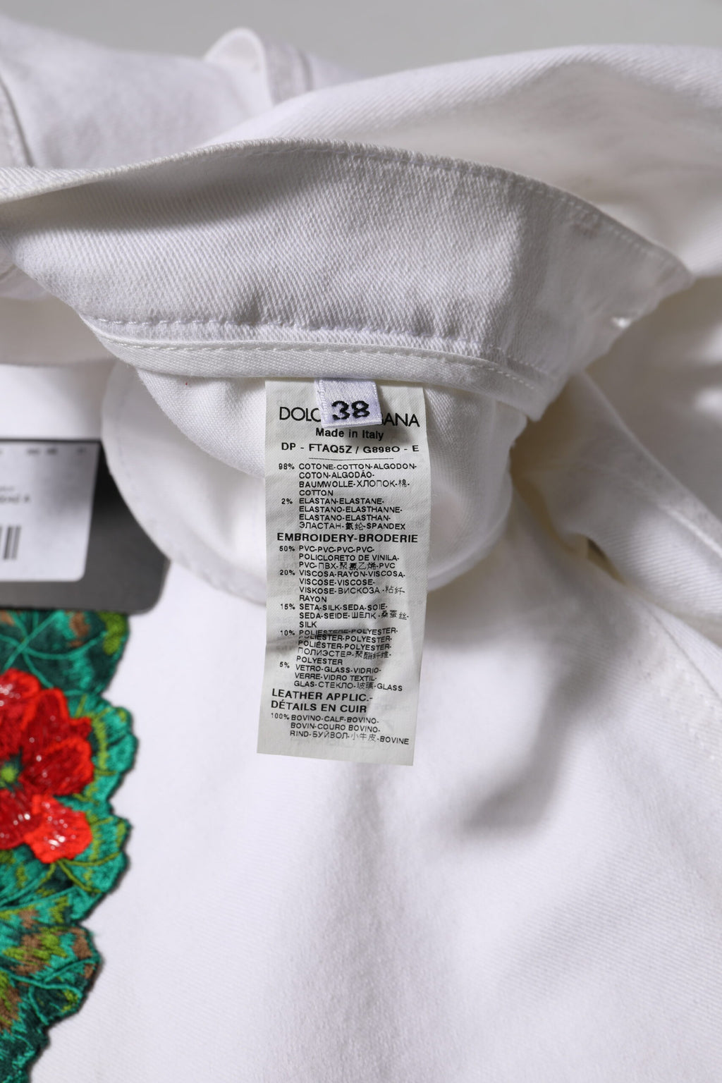 Dolce & Gabbana Weiße Denim-Jeans mit Blumenstickerei GIRLY