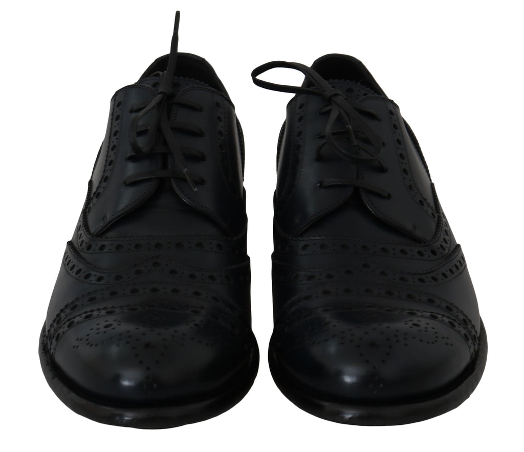 Dolce & Gabbana Dunkelblaue Leder Wingtip Oxford Dress Schuhe