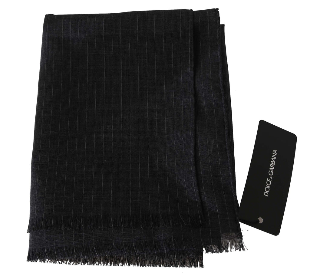 Dolce & Gabbana Grauer Wickelschal aus 100% Wolle mit Streifenmuster