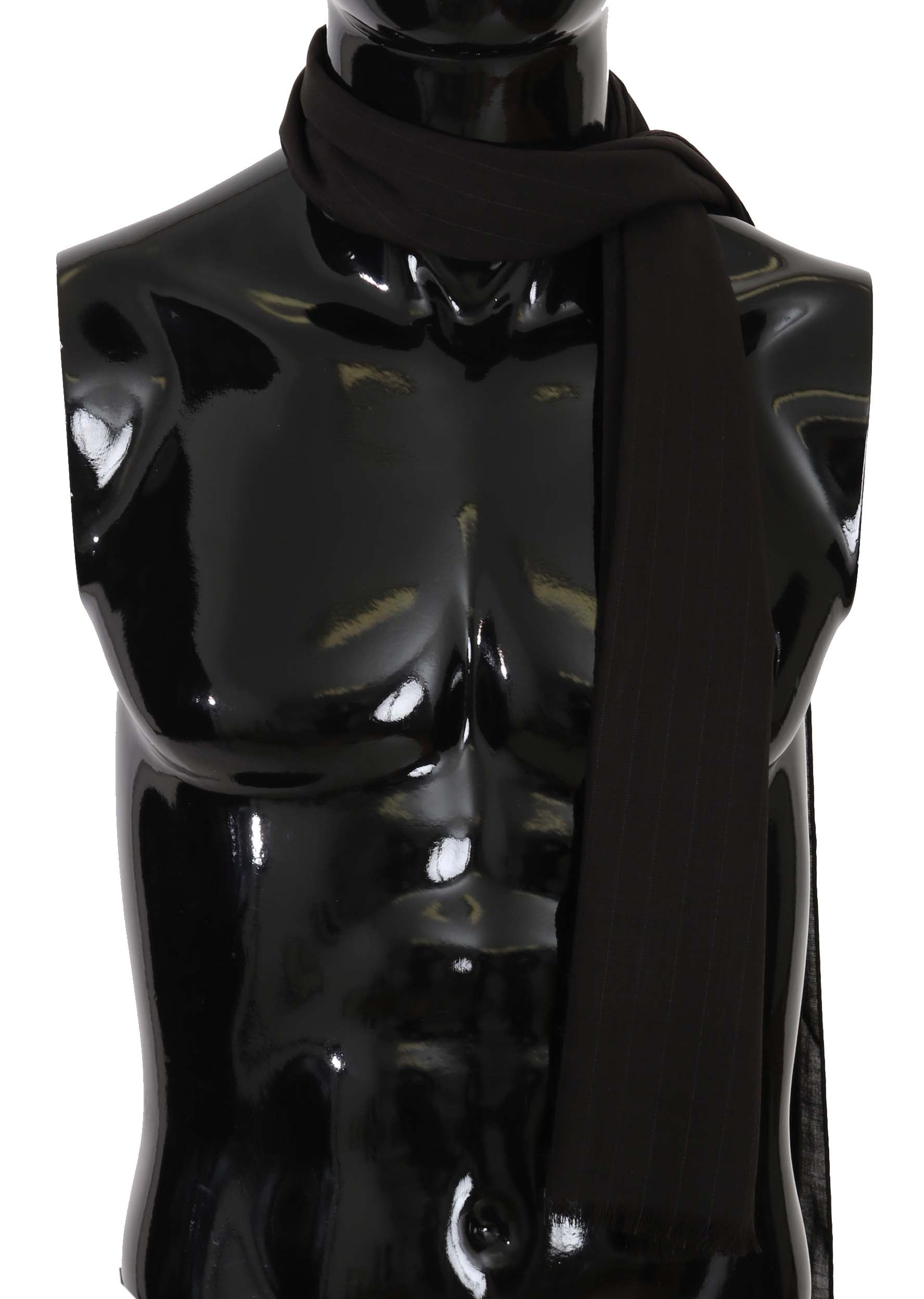 Dolce & Gabbana Brauner Wickelschal aus Schurwolle mit Streifenmuster