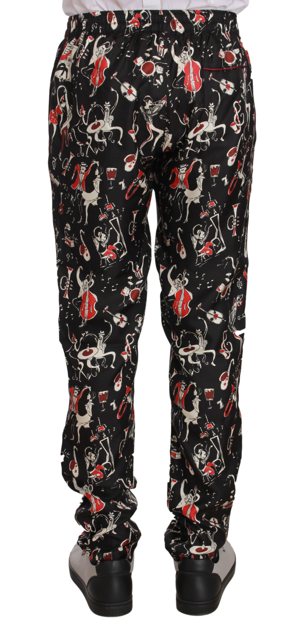 Dolce & Gabbana Rote Musikinstrumenten-Print Nachtwäsche-Hose