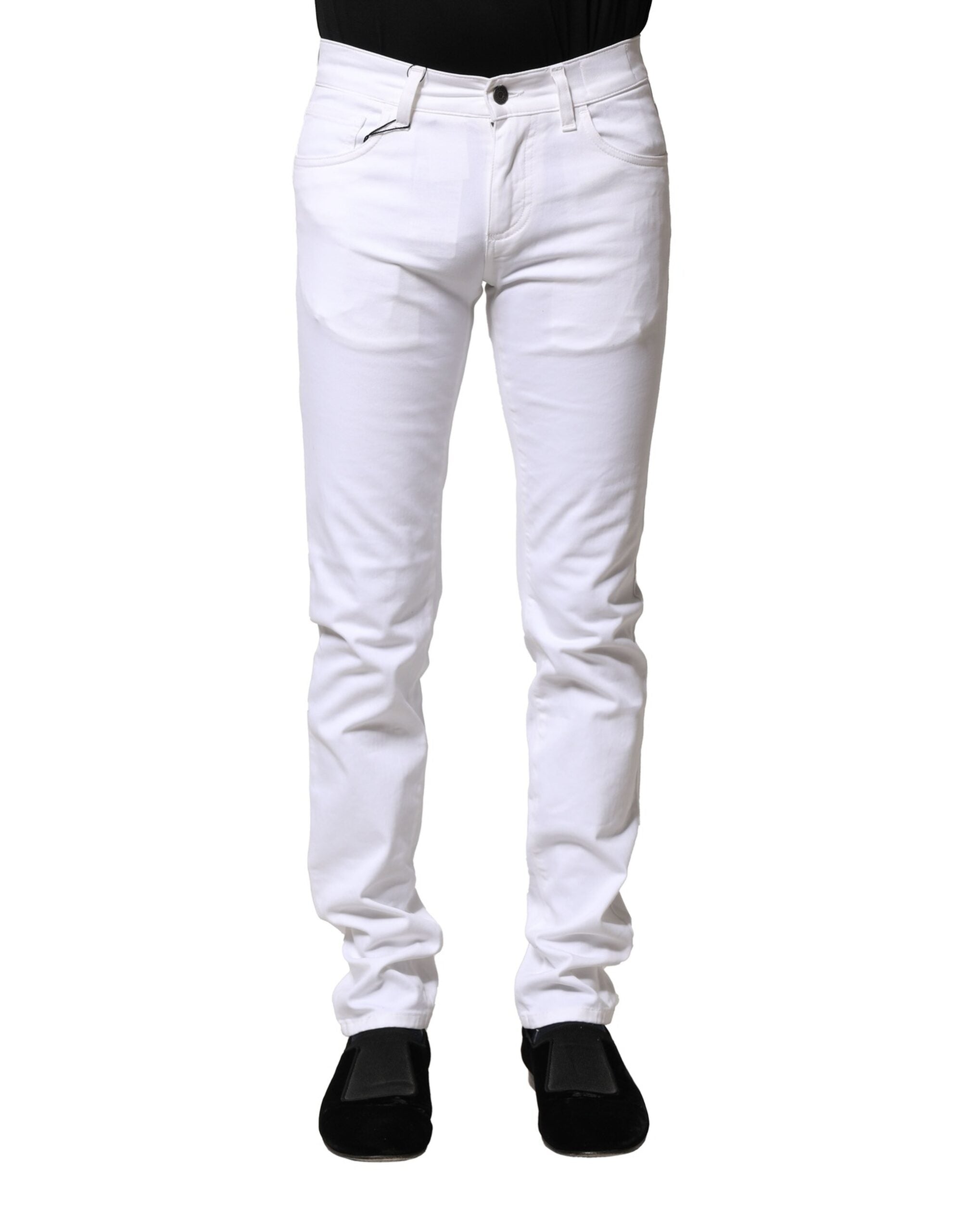 Dolce & Gabbana Weiße Baumwolle Skinny Männer Denim Jeans