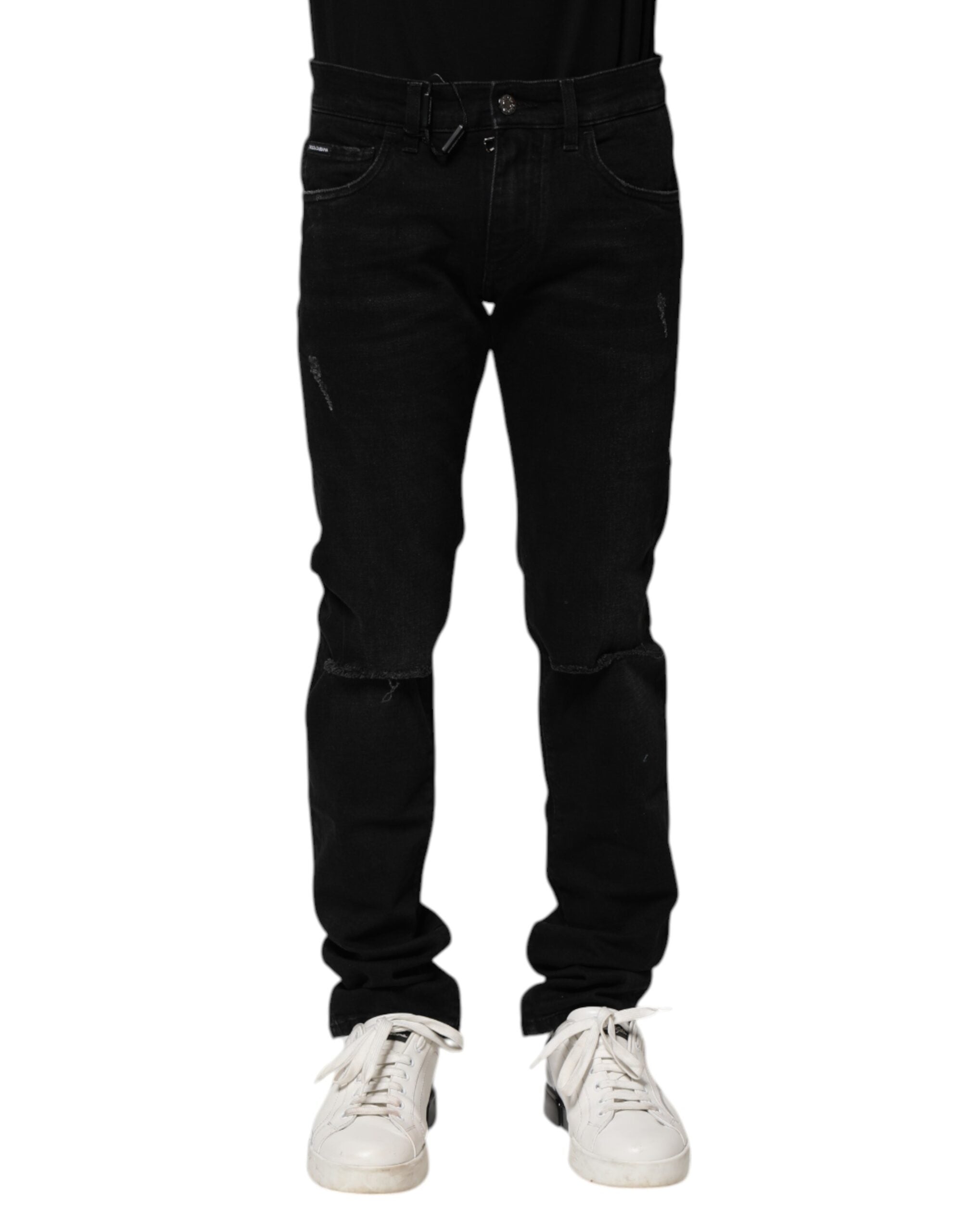 Dolce & Gabbana Schwarze Skinny-Denim-Jeans aus Baumwolle
