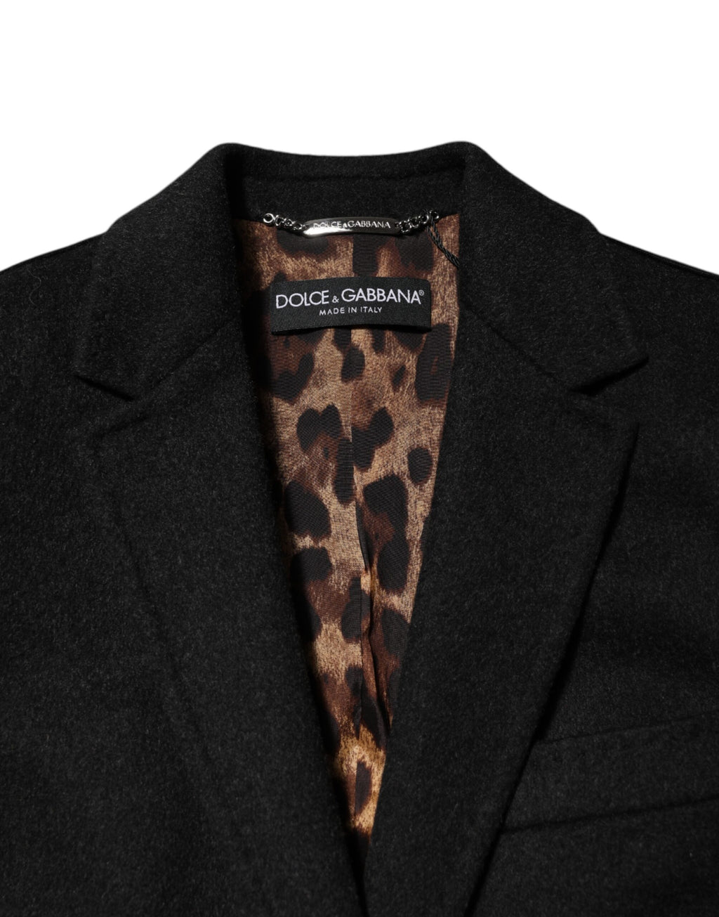 Dolce & Gabbana Schwarzer Wollmantel mit langen Ärmeln Trenchcoat Jacke