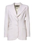 Dolce & Gabbana White Wool Single Breasted Women Coat Jacket