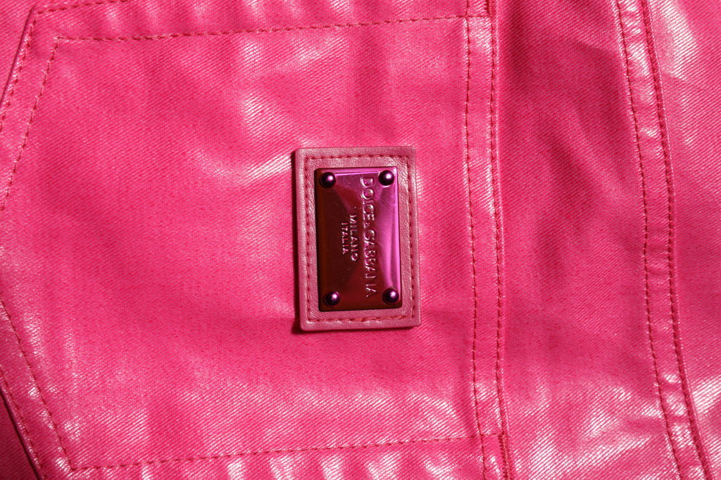 Dolce & Gabbana Rosa Baumwoll-Skinny-Jeans mit hoher Taille