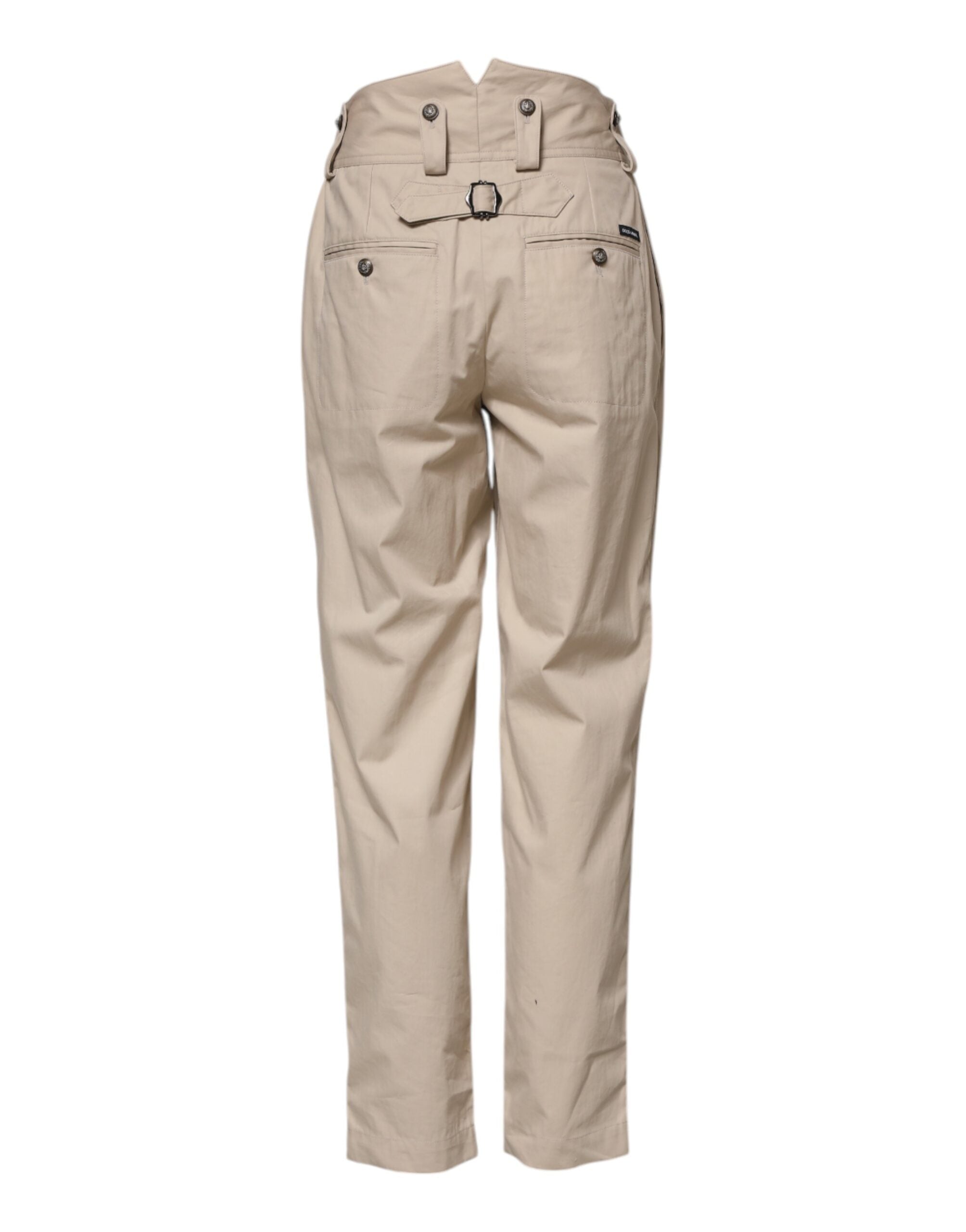 Dolce & Gabbana Beigefarbene Hose mit hoher Taille aus Baumwolle