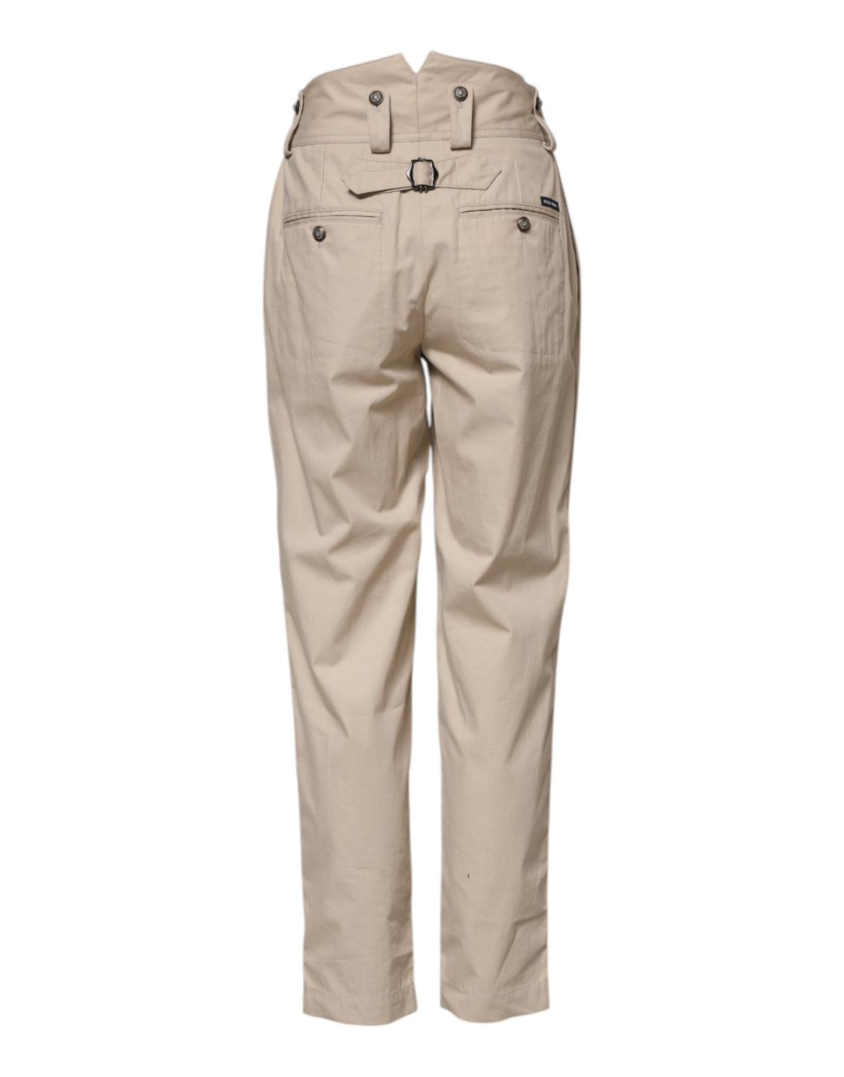 Dolce & Gabbana Beige Katoenen Broek met Hoge Taille