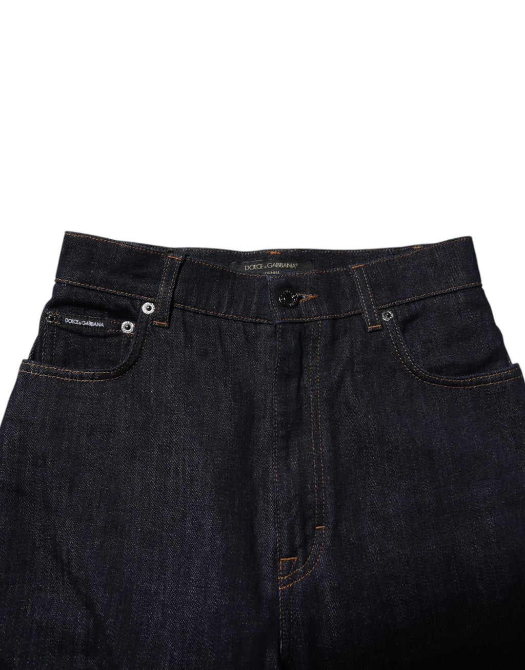Dolce & Gabbana Blaue Baumwolljeans mit ausgestelltem Bund