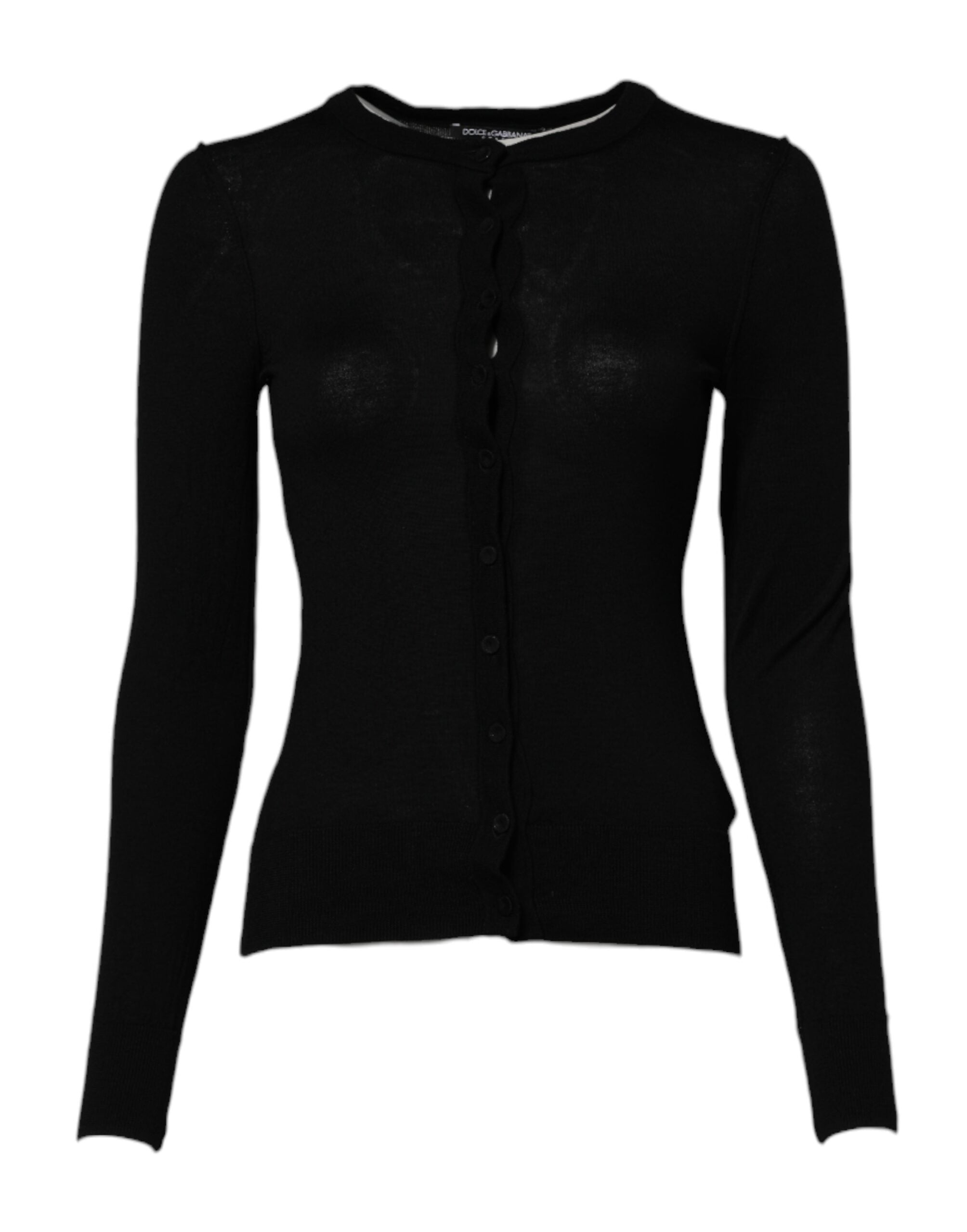 Dolce & Gabbana Schwarzer Strickpullover mit Rundhalsausschnitt aus Wolle